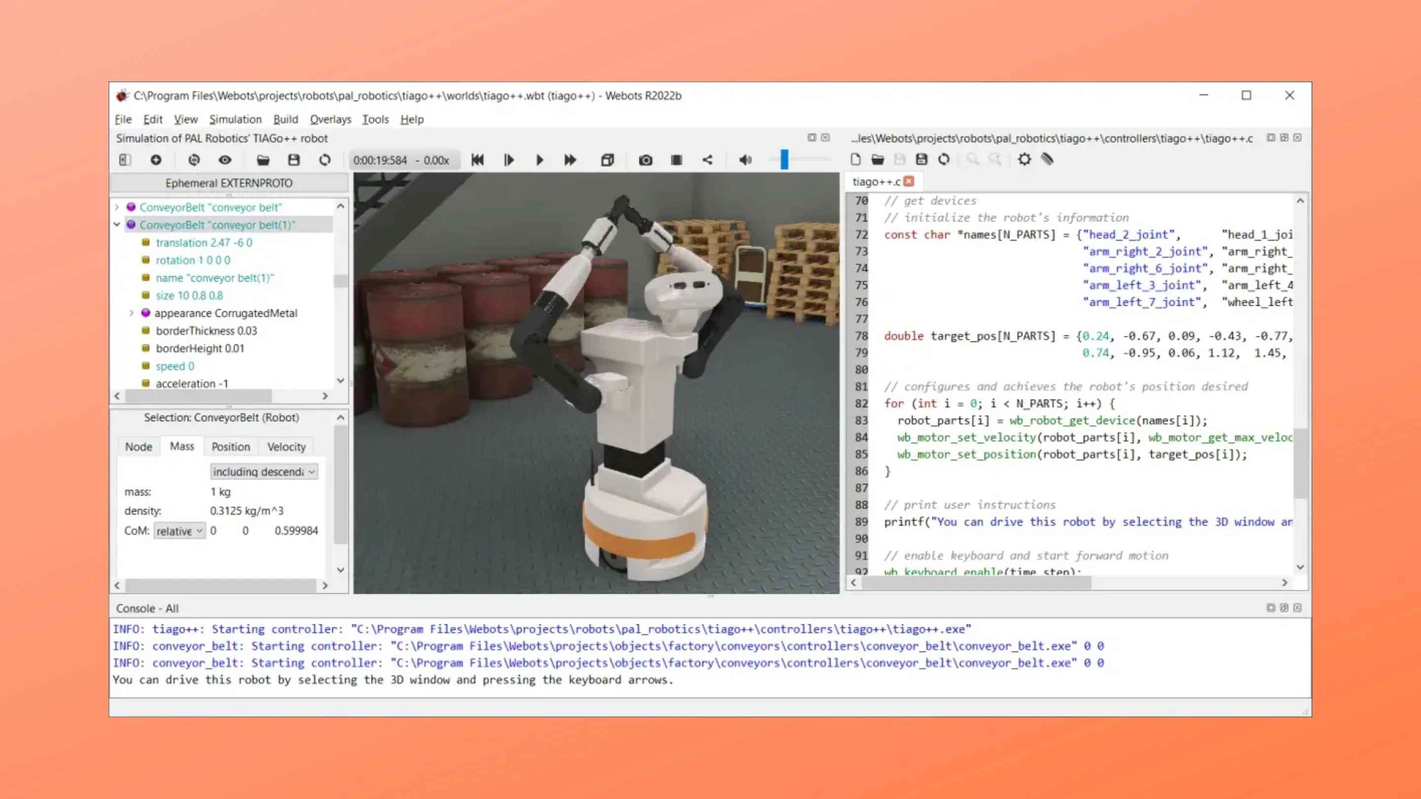 Imagem com a interface do Webots