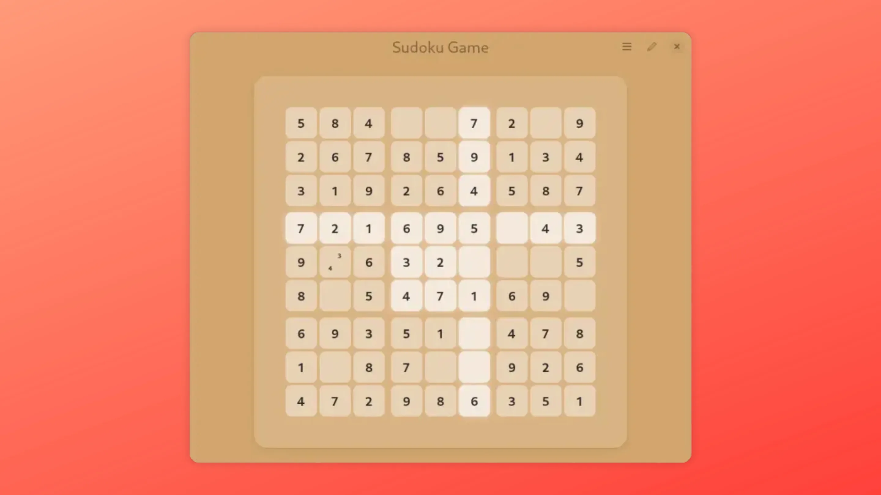 Imagem com a interface do Sudoku