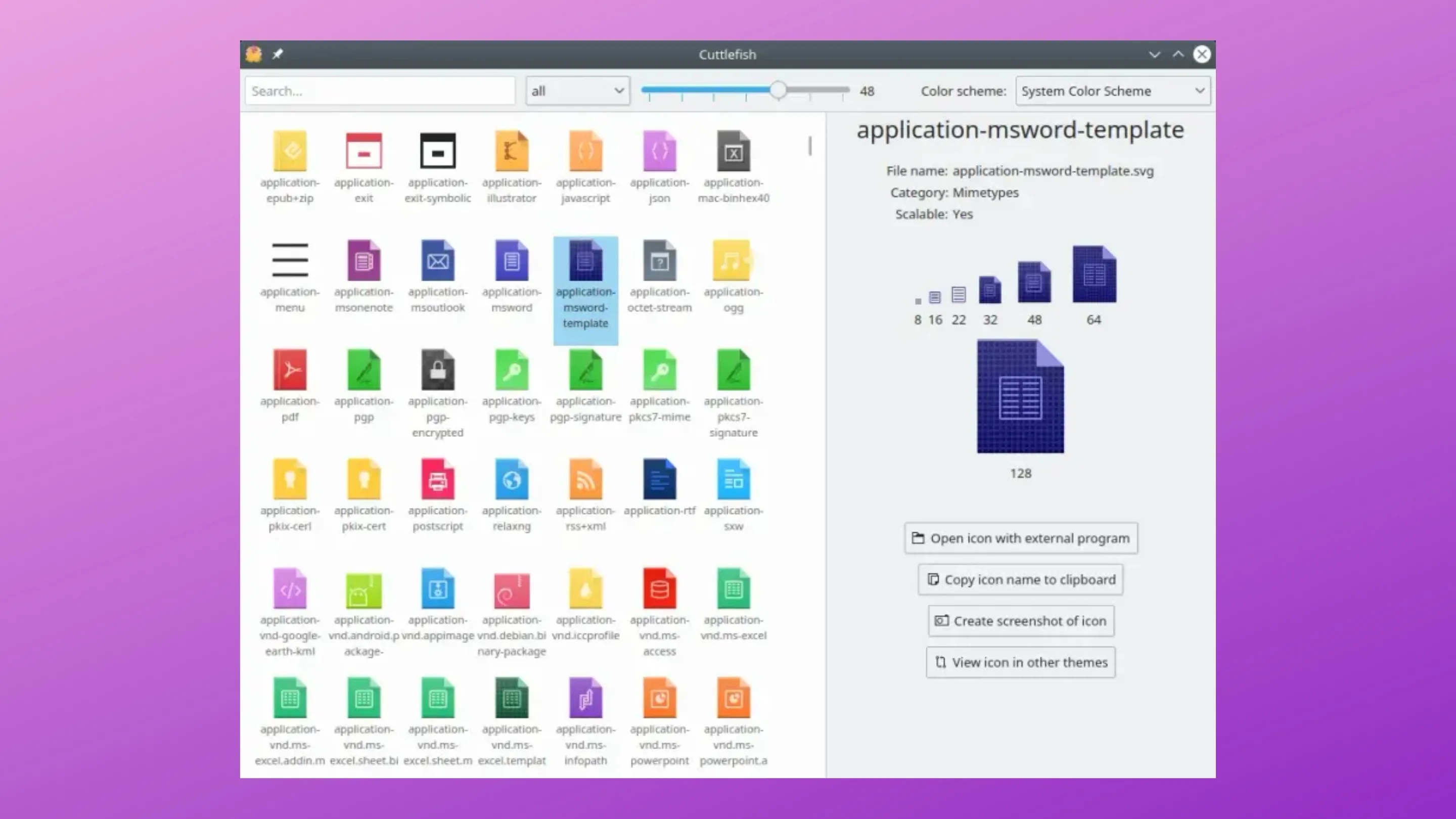 Imagem com a interface do Icon Explorer