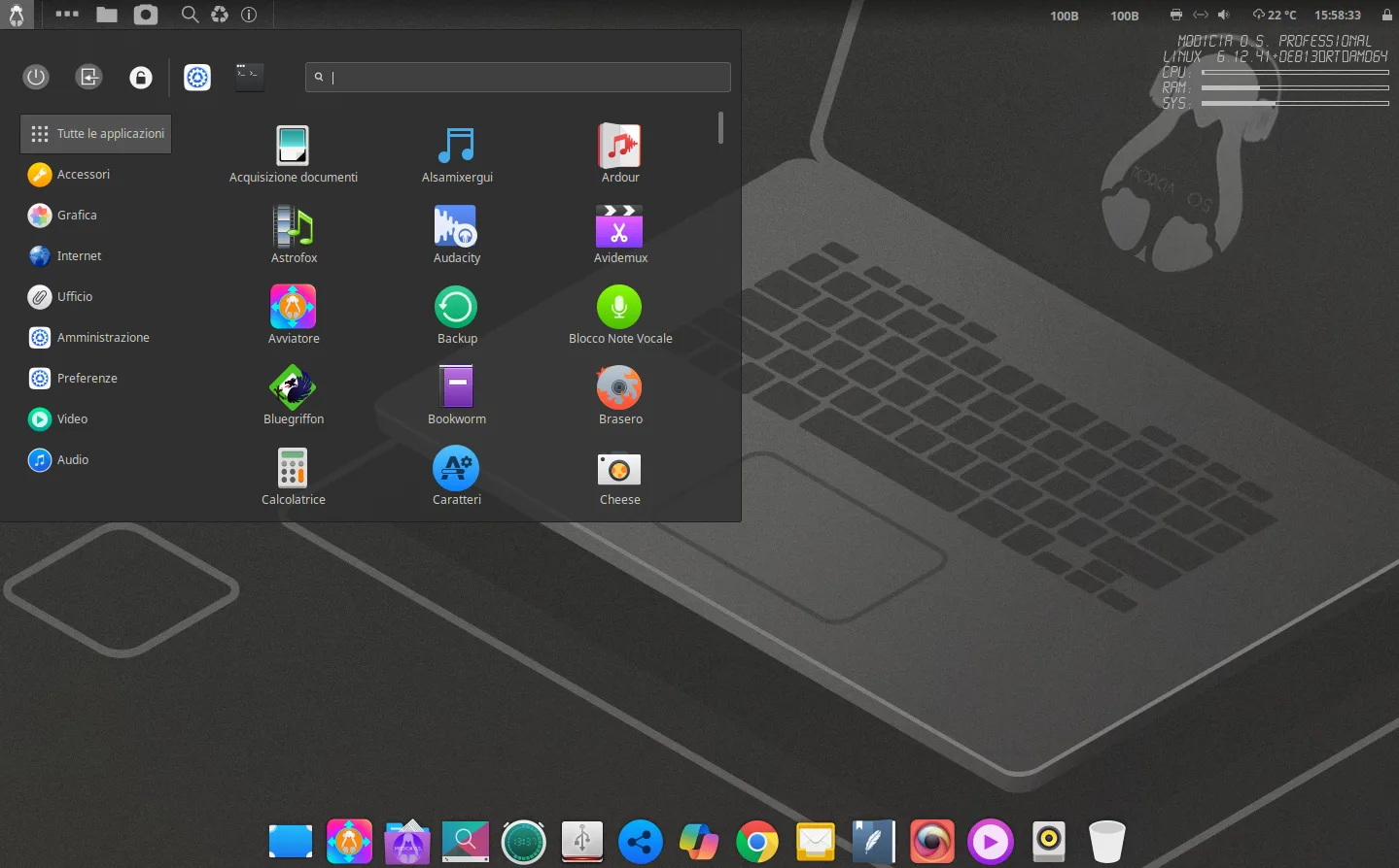 MODICIA OS Caravaggio: kernel RT, Debian 13 e Cinnamon
