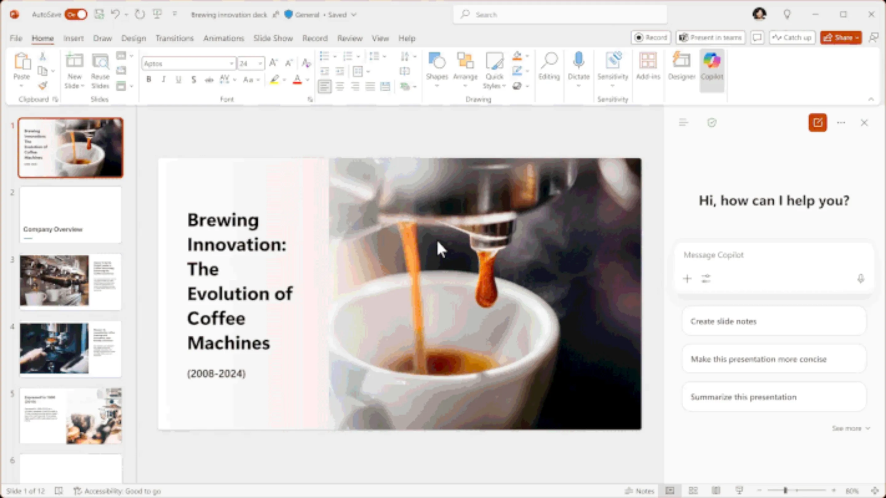Bate-papo do Copilot no PowerPoint (Microsoft)