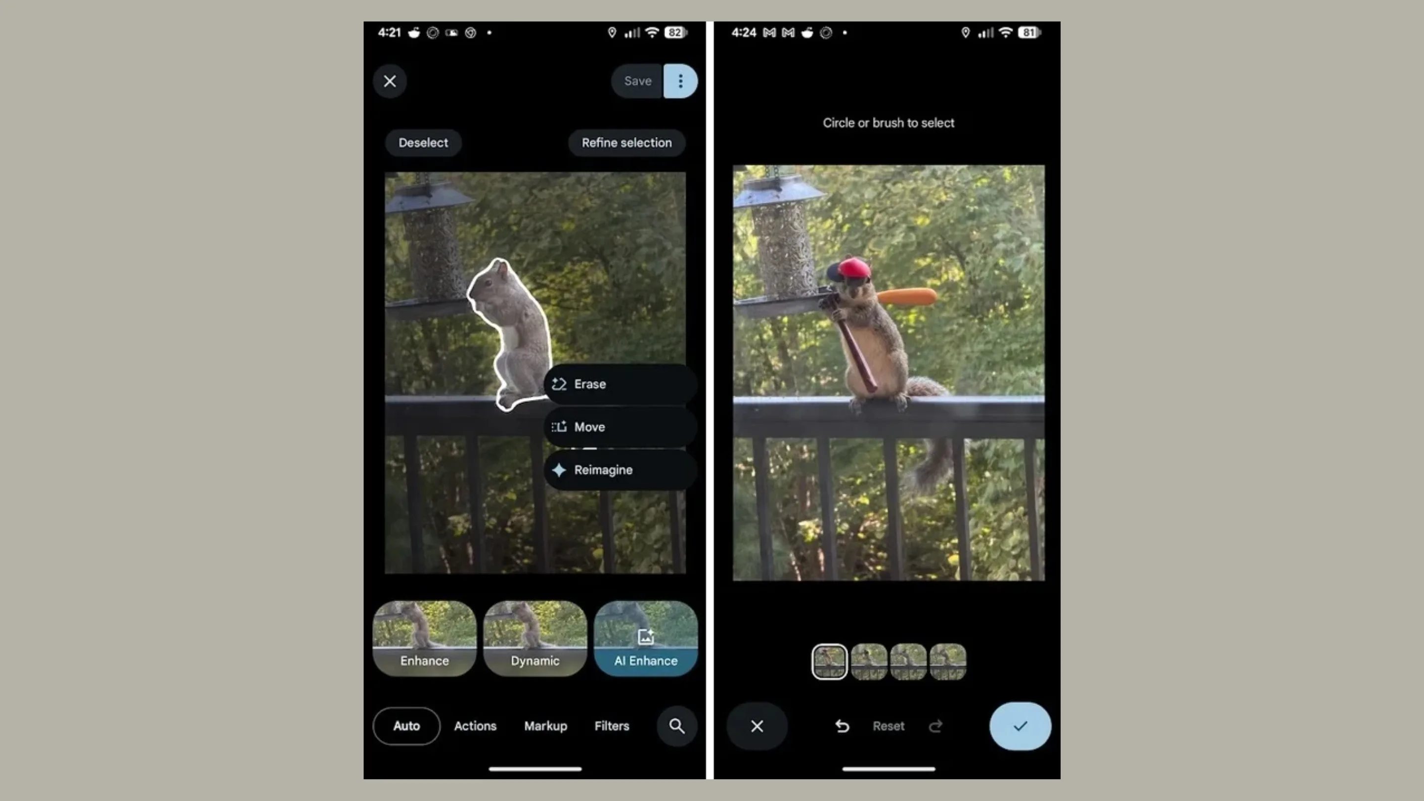 Novo editor Google Fotos: Guia completo das ferramentas de IA 3 Você pode reimaginar uma foto.