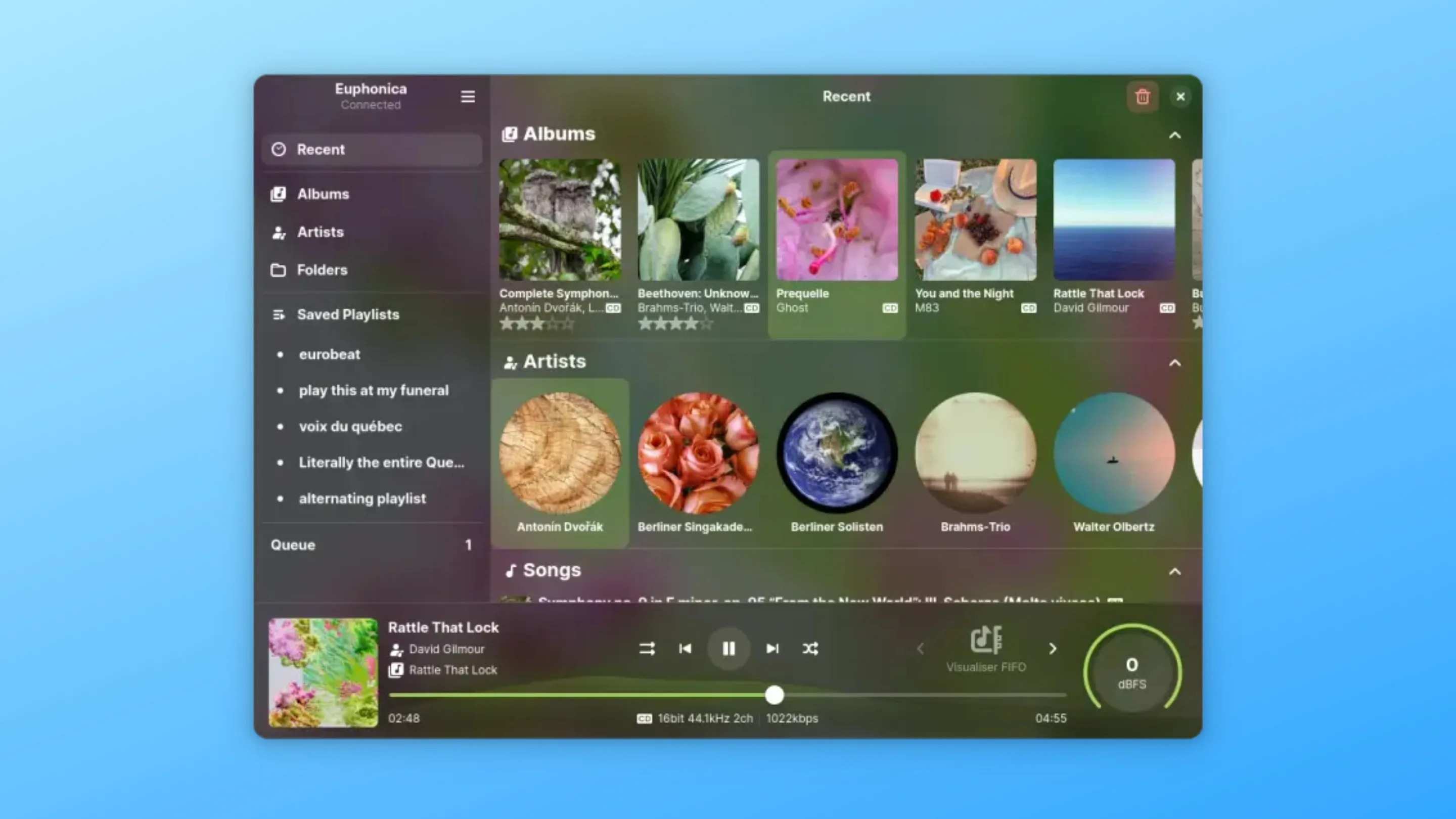 Imagem com a interface do Euphonica