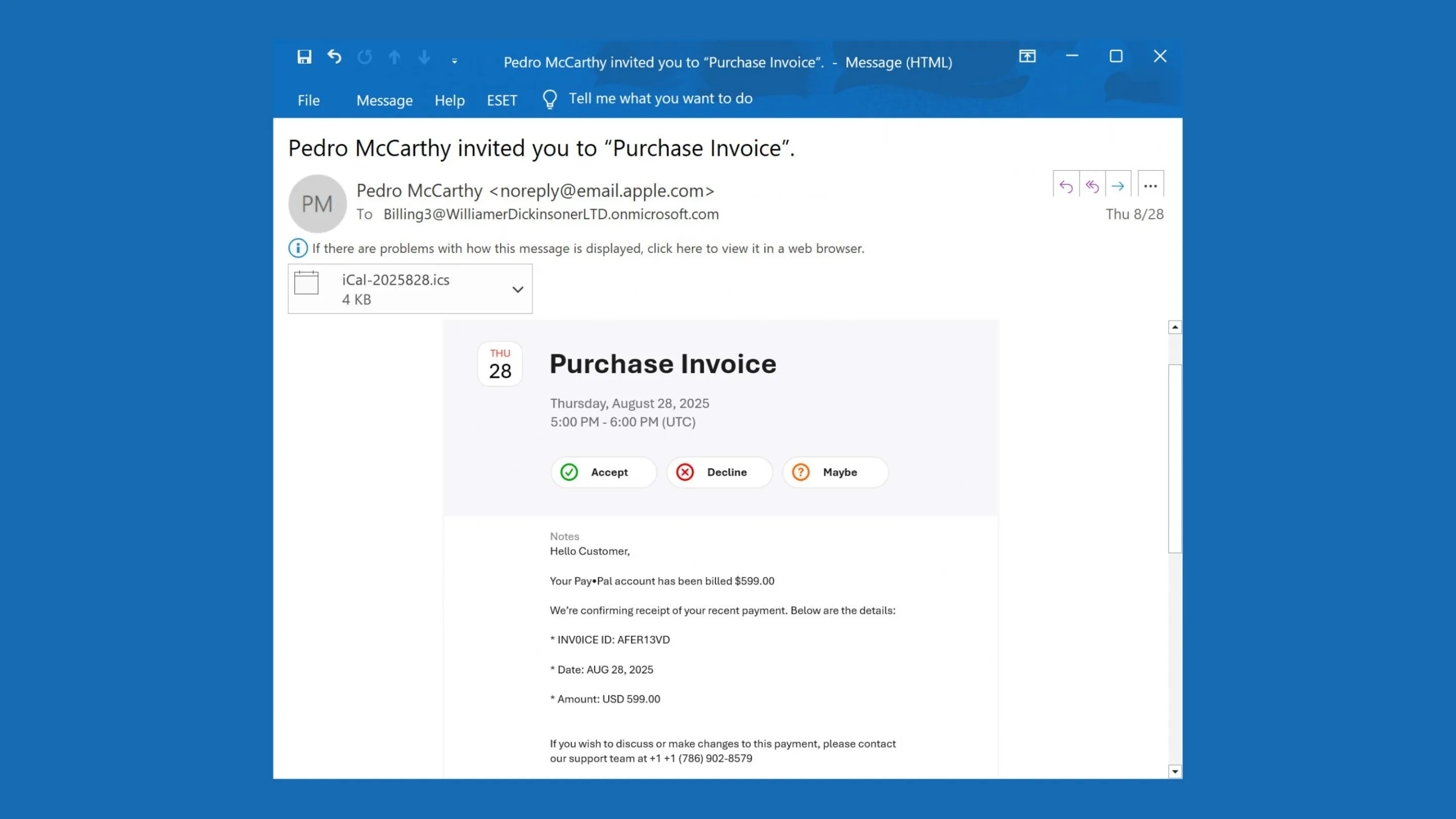 Convites do calendário do iCloud usados ​​para e-mails de phishing