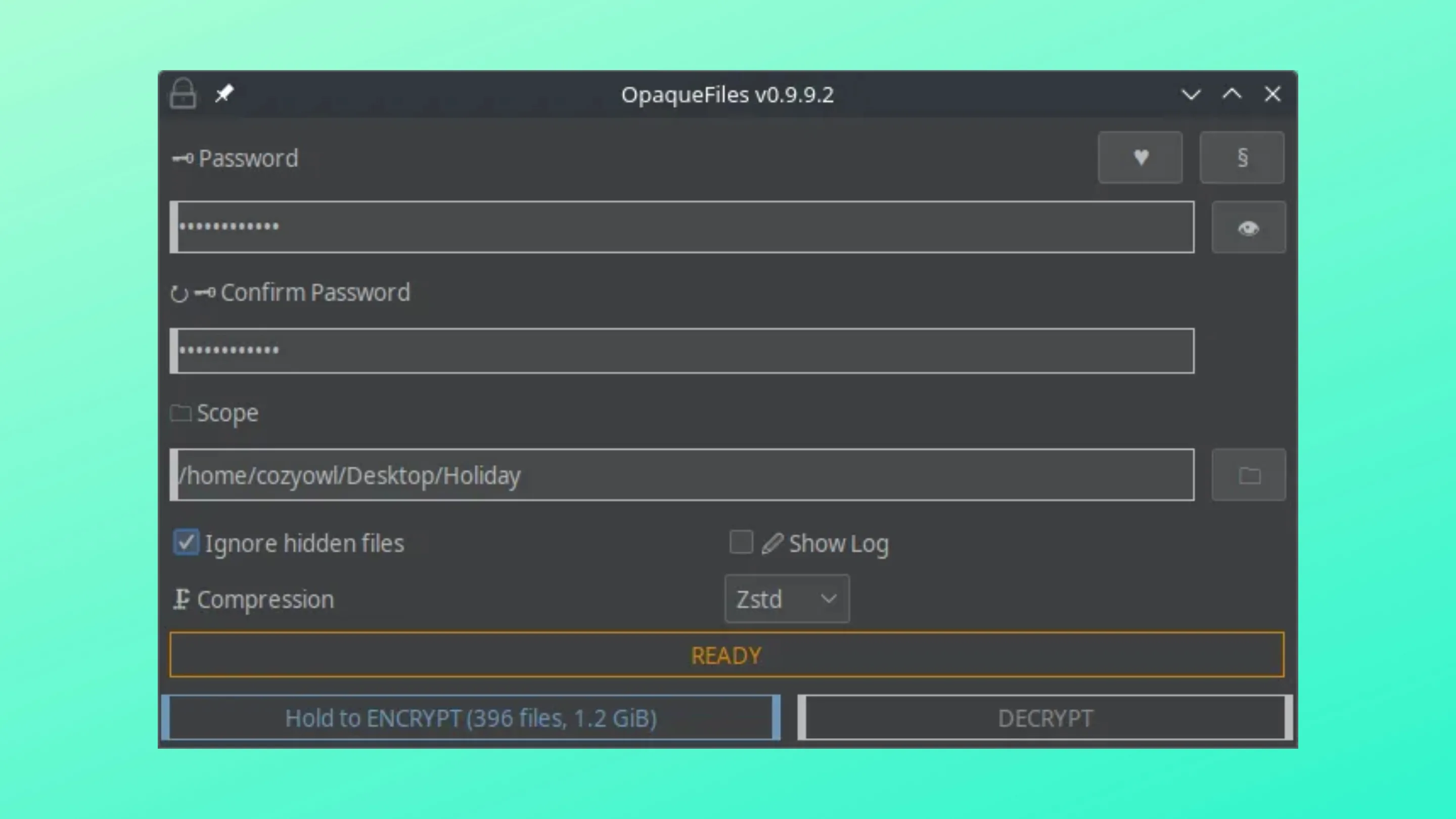 Imagem com a interface do Opaquefiles