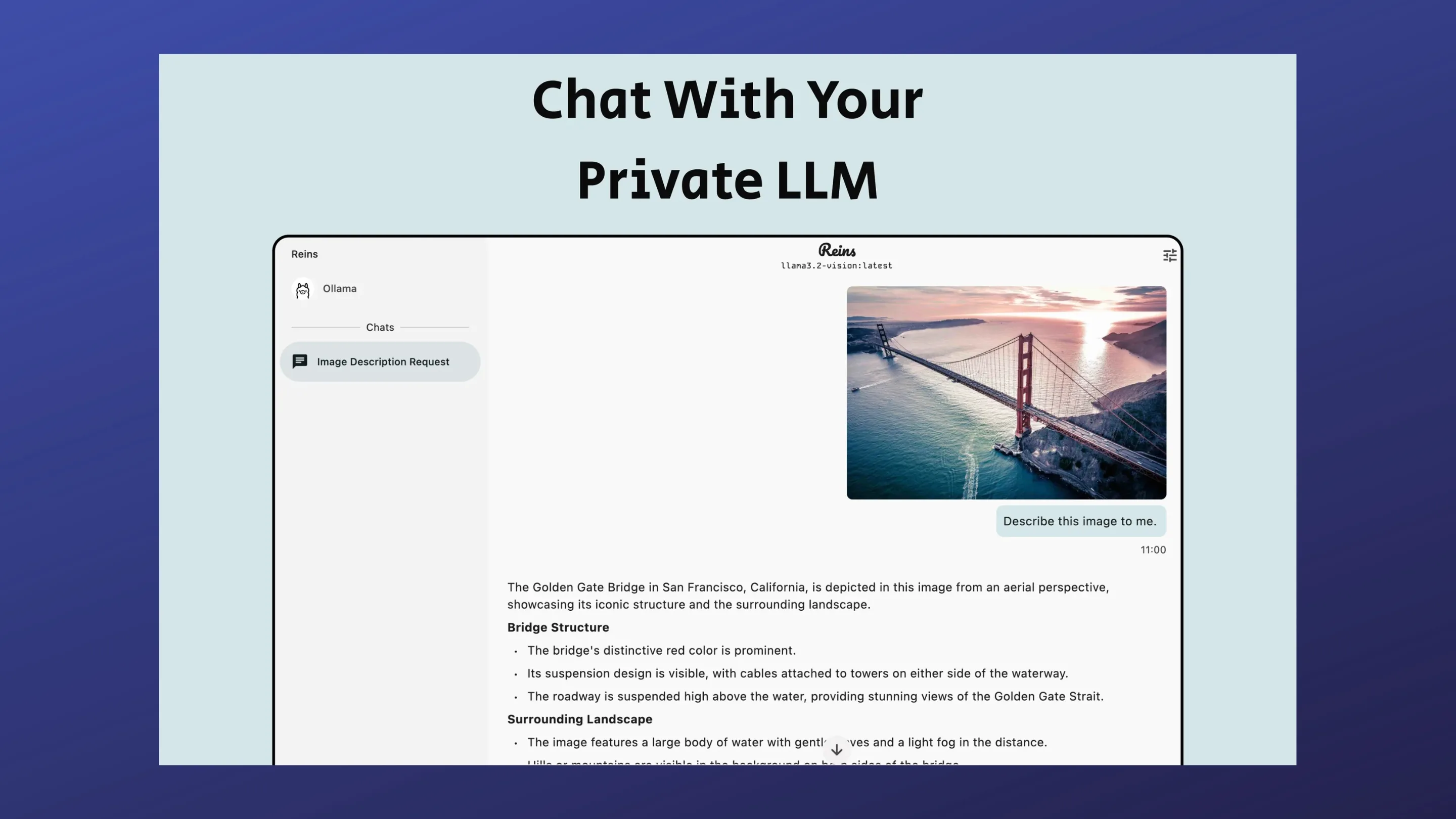 Instale o Reins: Chat for Ollama, um bate-papo IA, no Ubuntu, Fedora, Debian e outras distribuições Linux com Flatpak 2 Imagem com a interface do Reins