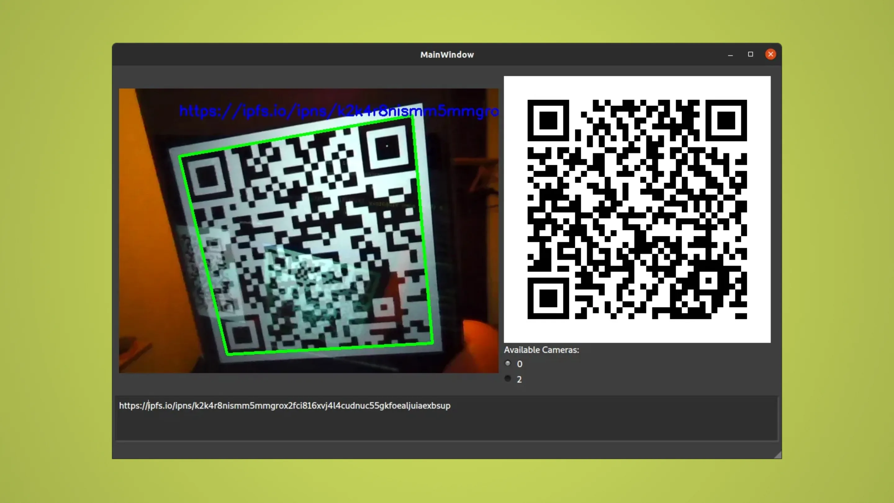 Imagem com a interface do QR ScanGen