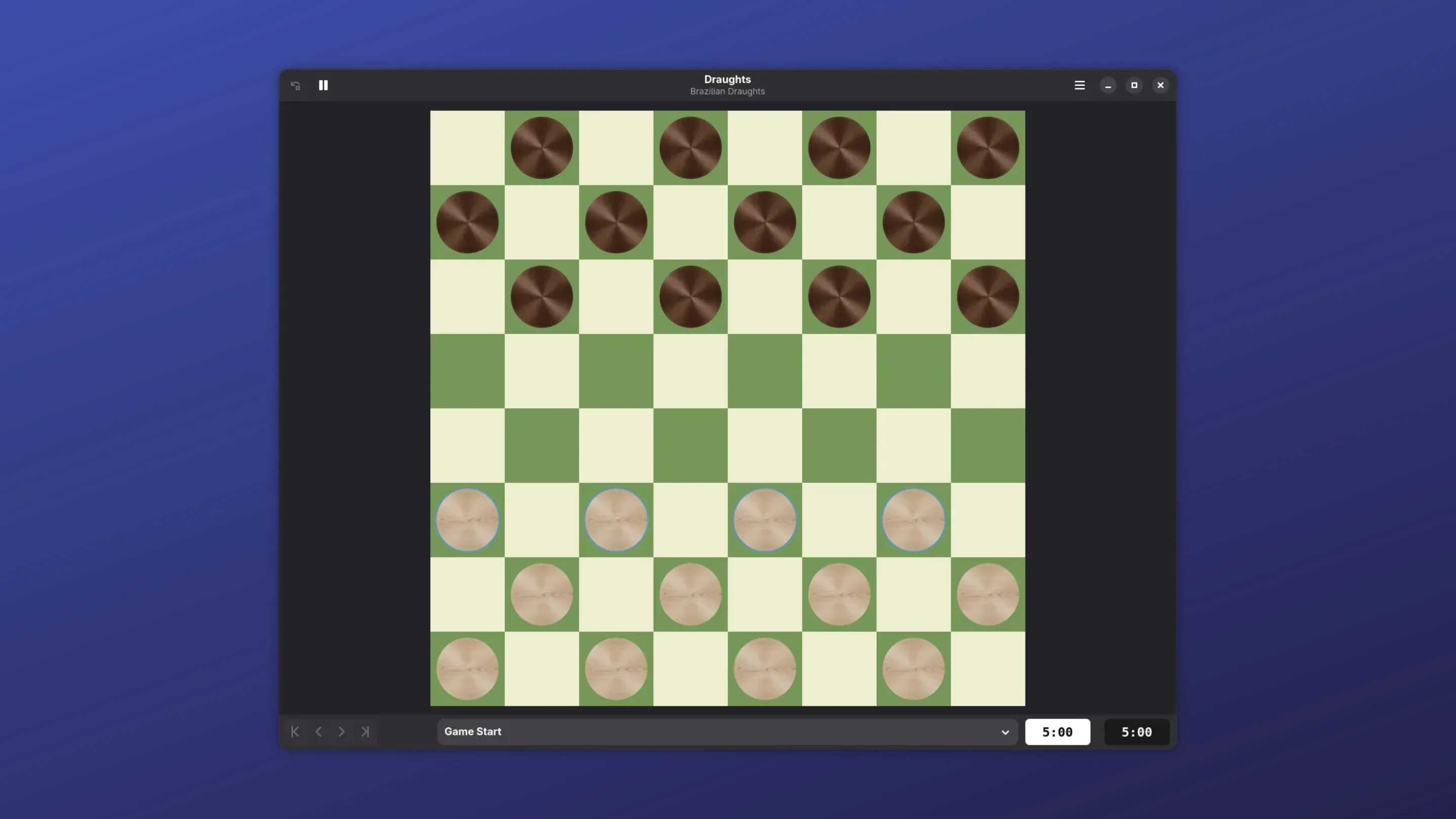 Imagem com a interface do Draughts