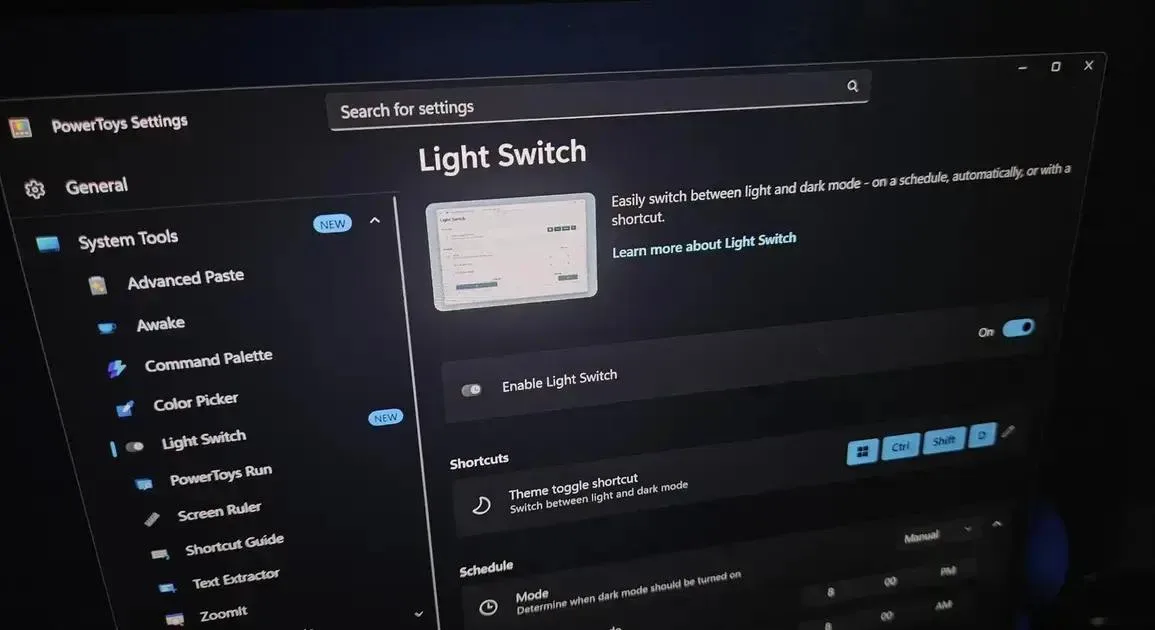 Problemas no Windows 11: A mudança automática de tema do PowerToys