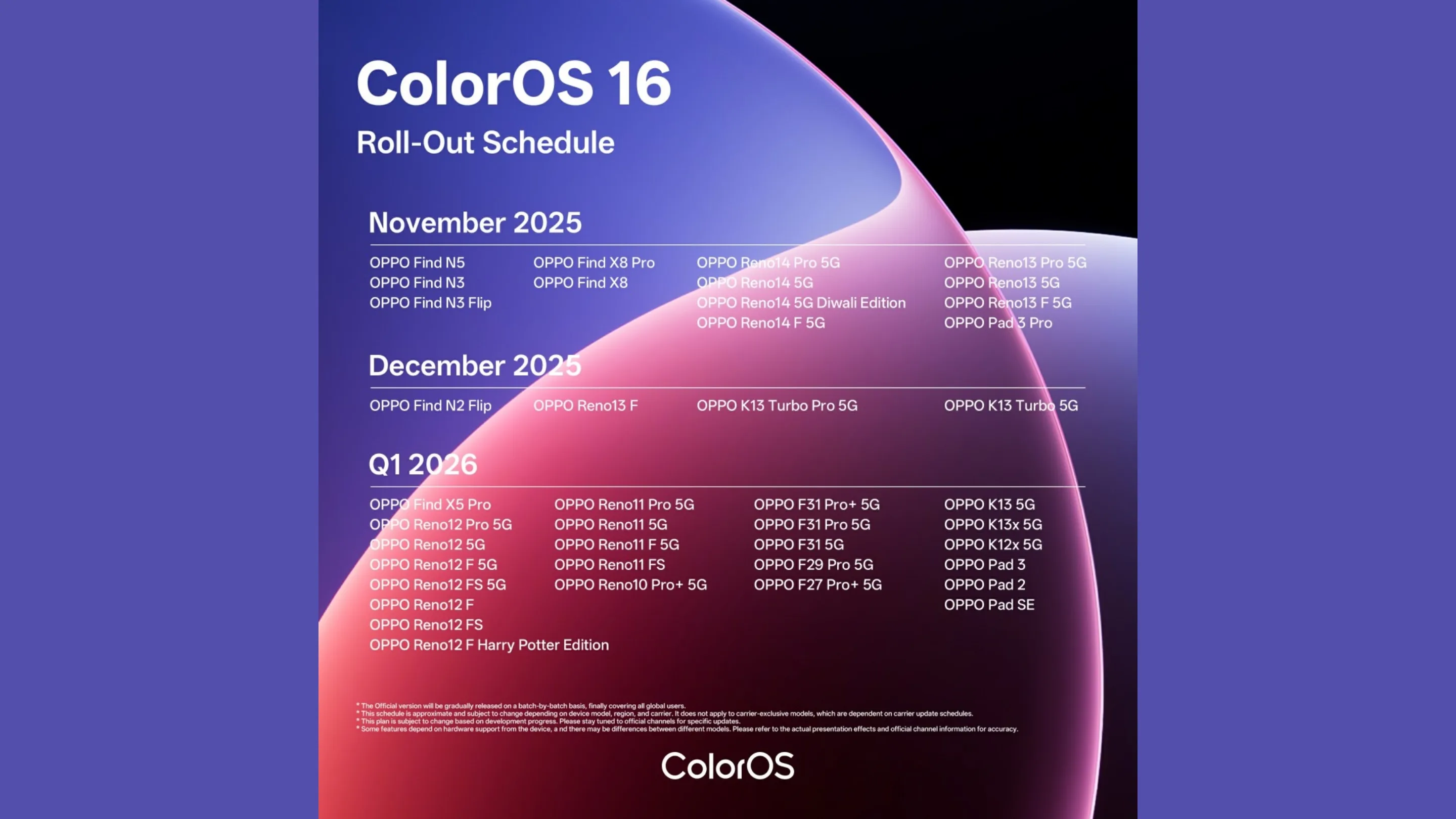 ColorOS 16: Cronograma global e lista de celulares Oppo (Android 16) 2 Oppo ColorOS 16