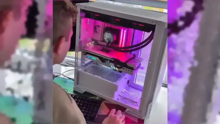 Gamer joga Battlefield 6 em tela de cooler líquido da CPU