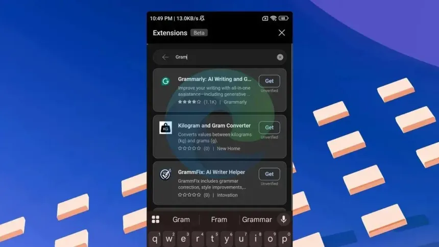 Microsoft Edge traz suporte a extensões de desktop no Android