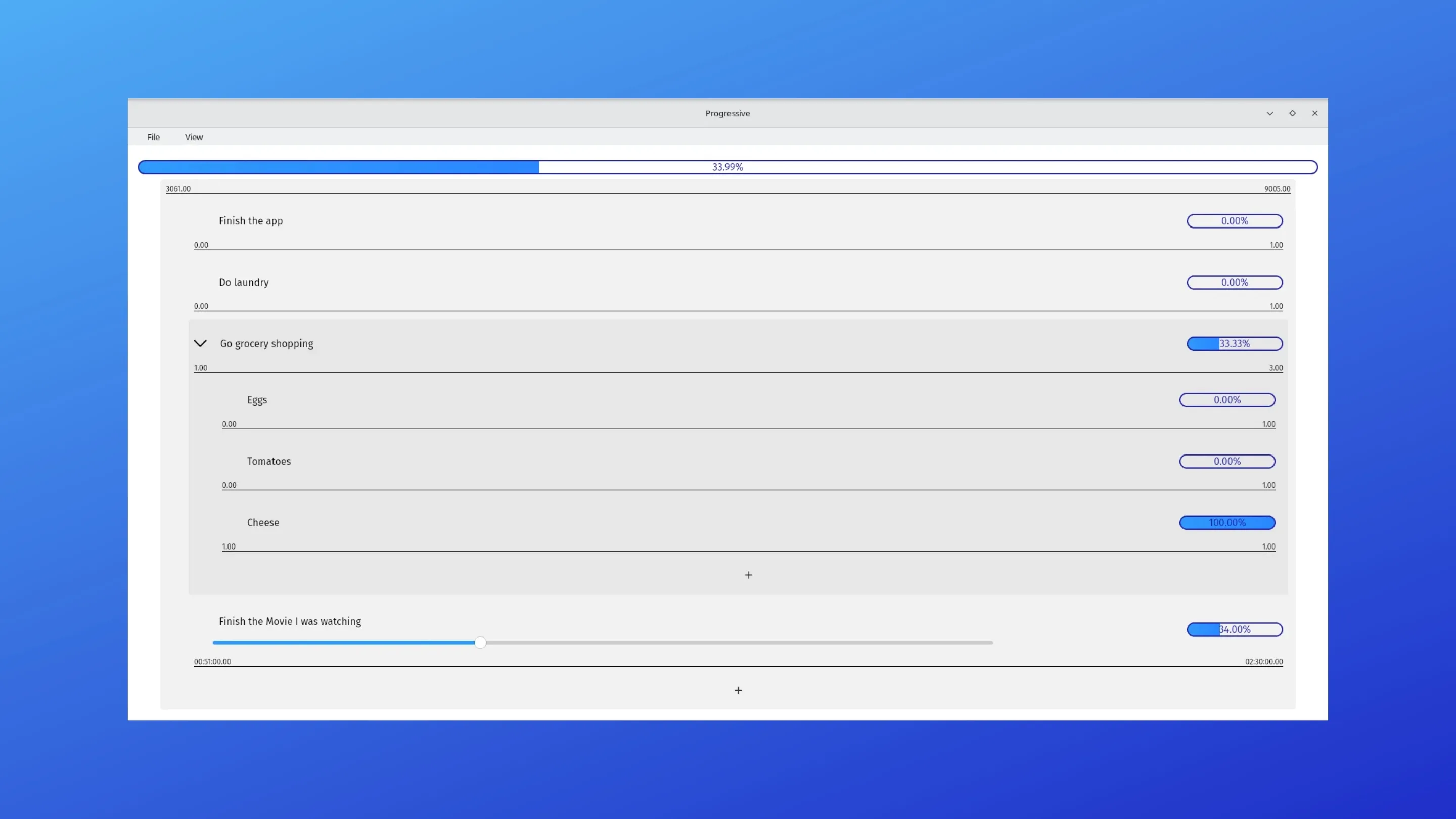 Instale o Progressive, um rastreador de progresso, no Ubuntu, Fedora, Debian e outras distribuições Linux com Flatpak 2 Imagem com a interface do Progressive