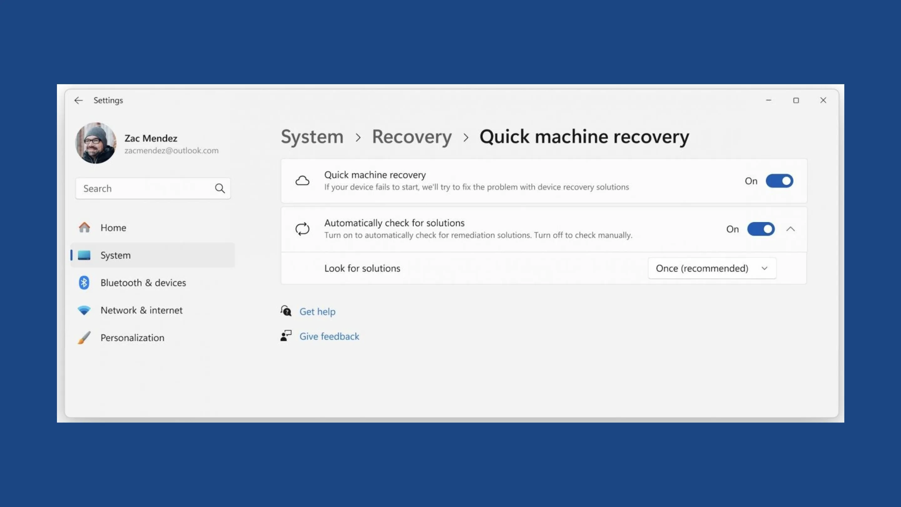 Quick Machine Recovery do Windows 11 fica mais rápida (Build 26220) 2 Atualização da experiência do usuário do QMR (Microsoft)