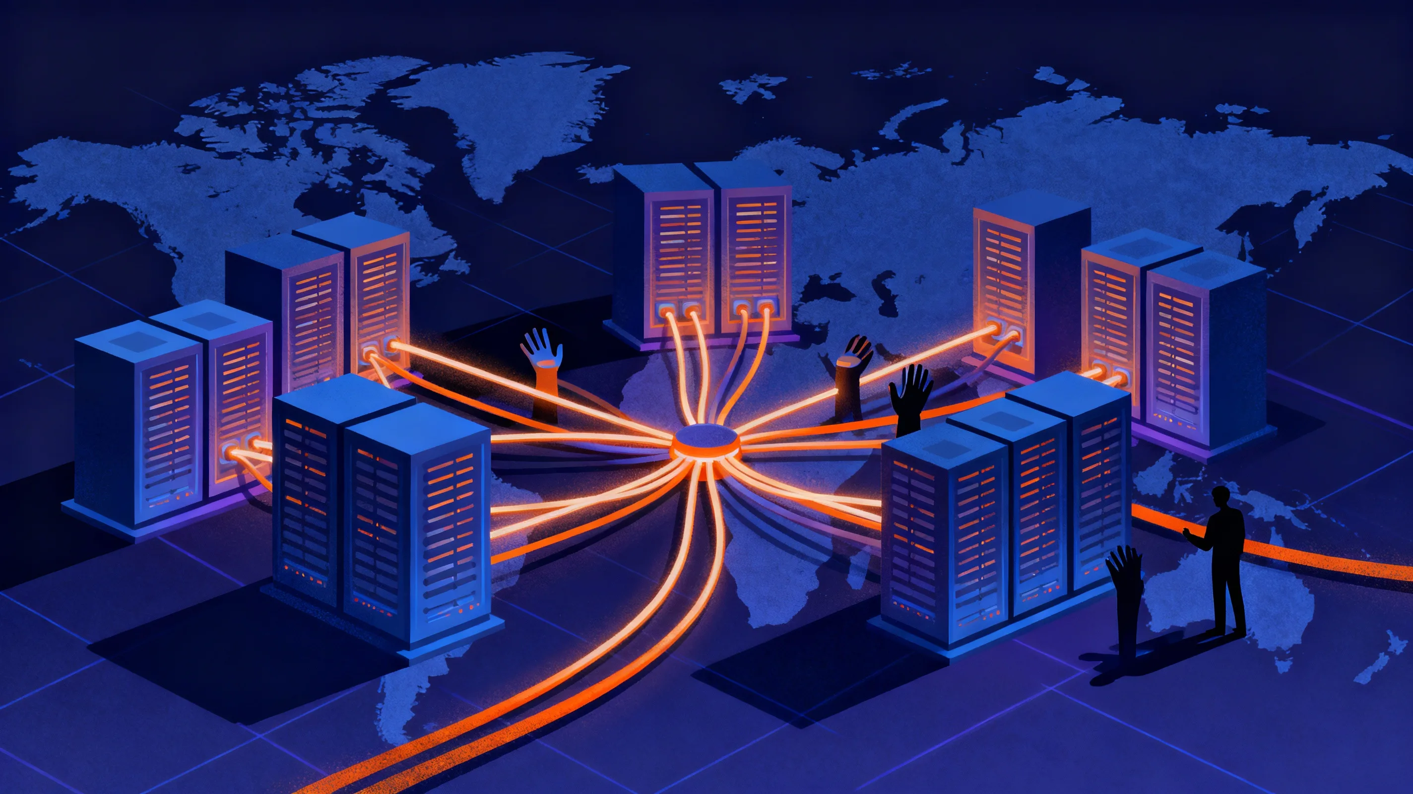 Ilustração conceitual sobre quem manda na internet e o impacto do Cloudflare outage na infraestrutura global