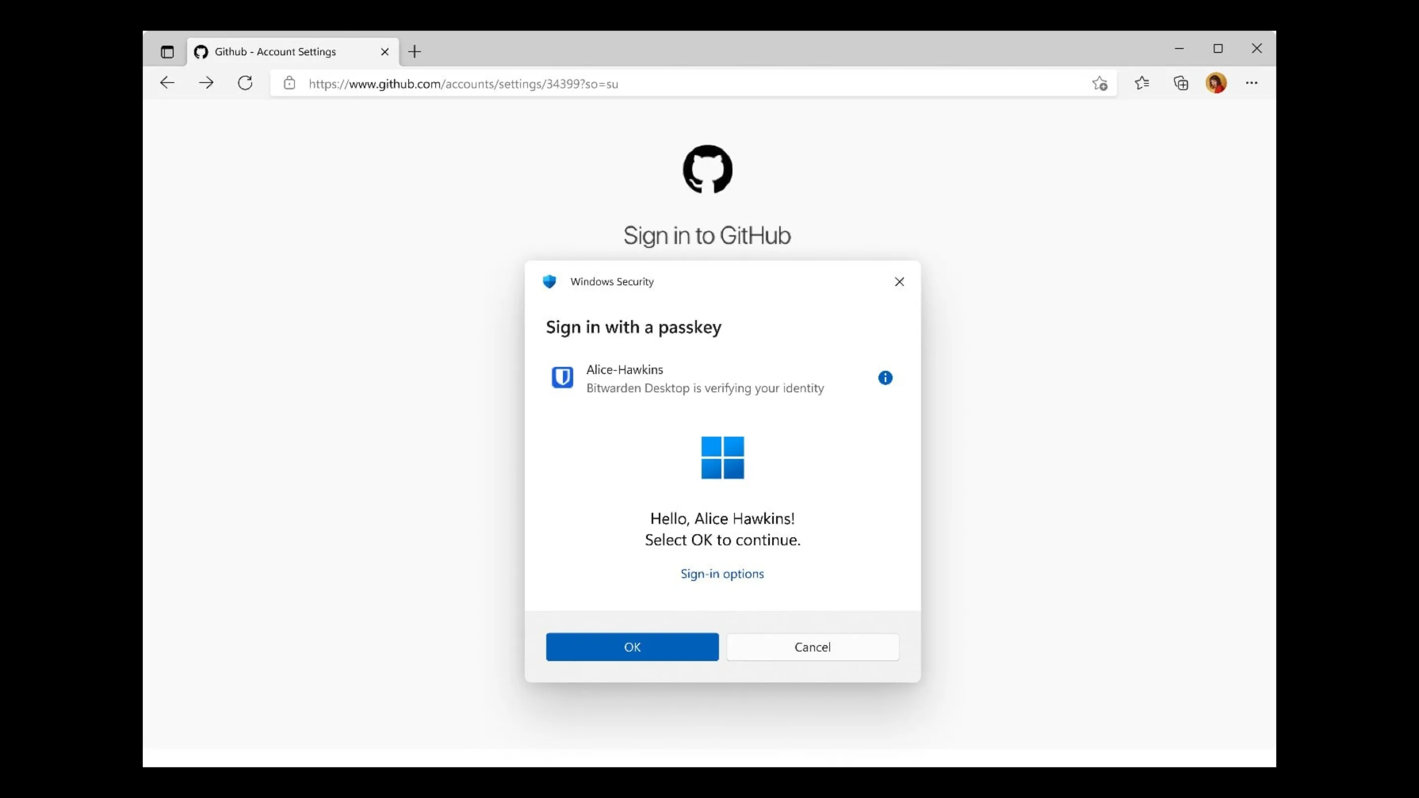 Login do Bitwarden com chave de acesso e integração com o Windows.