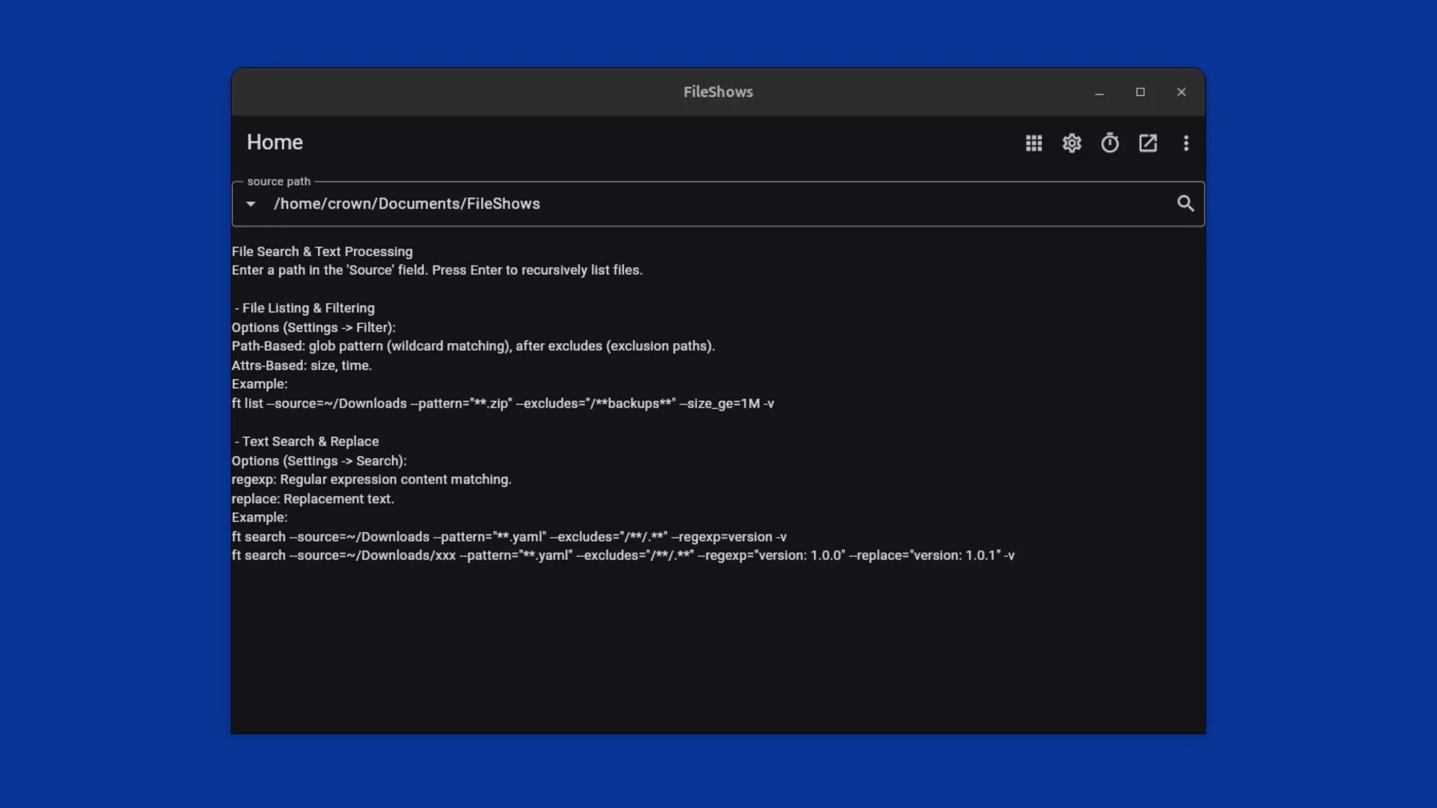 Imagem com a interface do File Shows