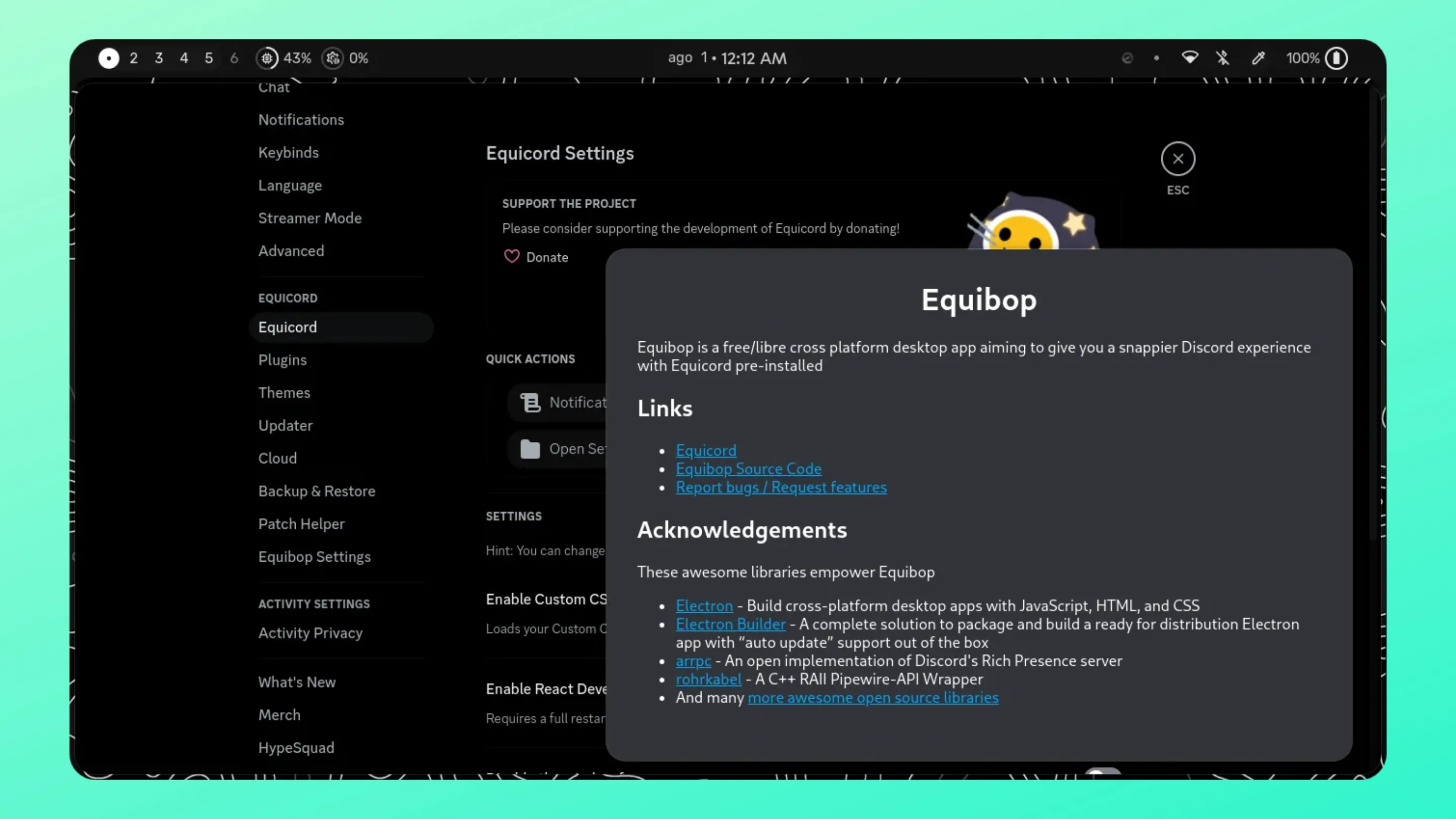 Imagem com a interface do equibop