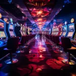 vista de maquinas caca niqueis em um cassino