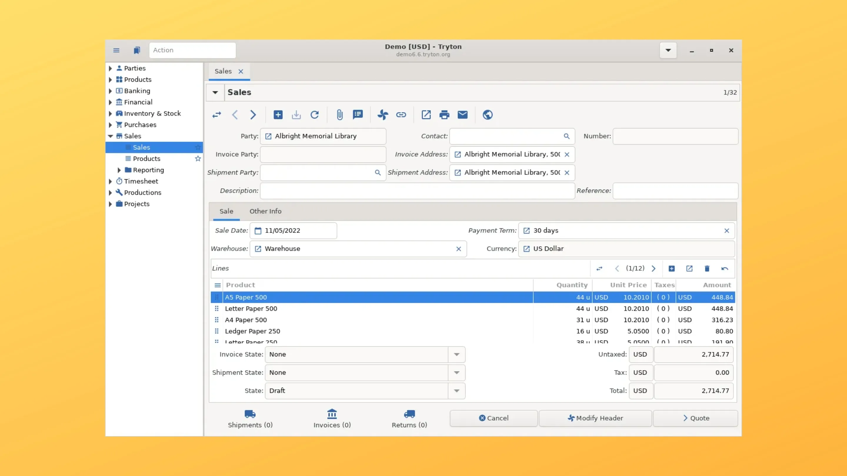 Instale o Tryton 7.8, um software empresarial, no Ubuntu, Fedora, Debian e outras distribuições Linux com Flatpak 2 Imagem com a interface do Tryton
