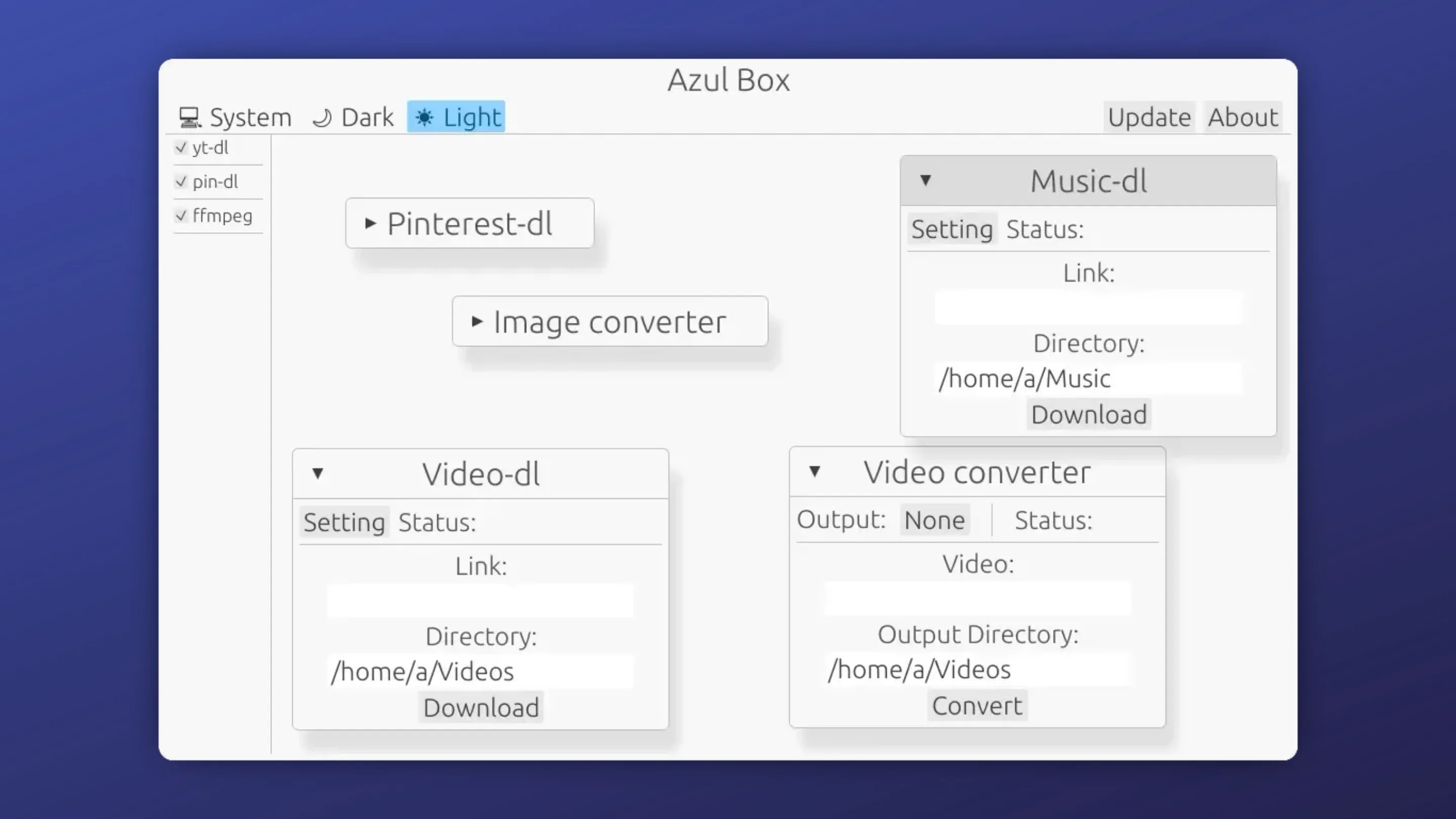 Imagem com a interface do Azul Box