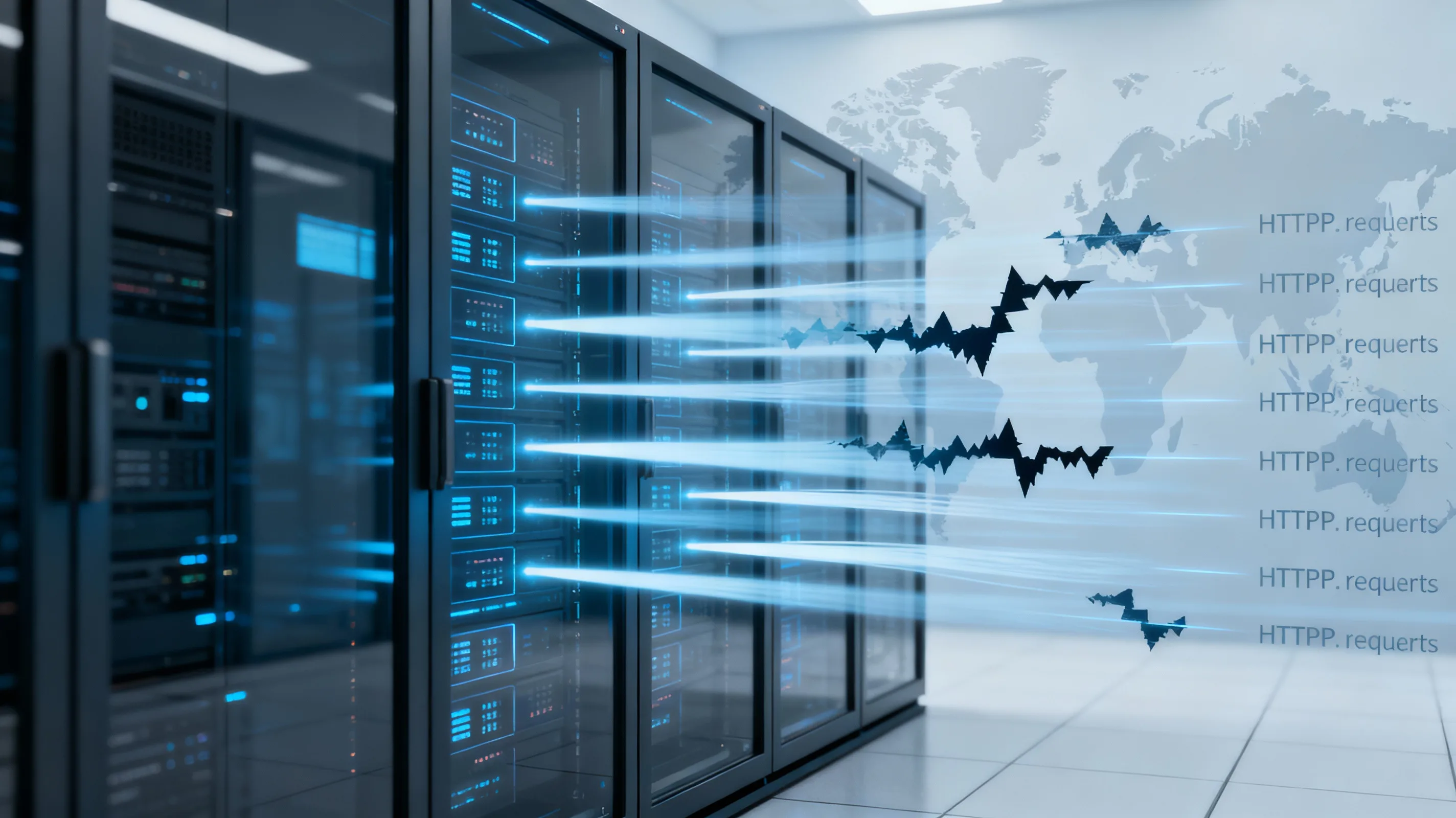 Ilustração de WAF filtrando tráfego HTTP em data center, representando a queda da Cloudflare por mitigação do React2Shell.
