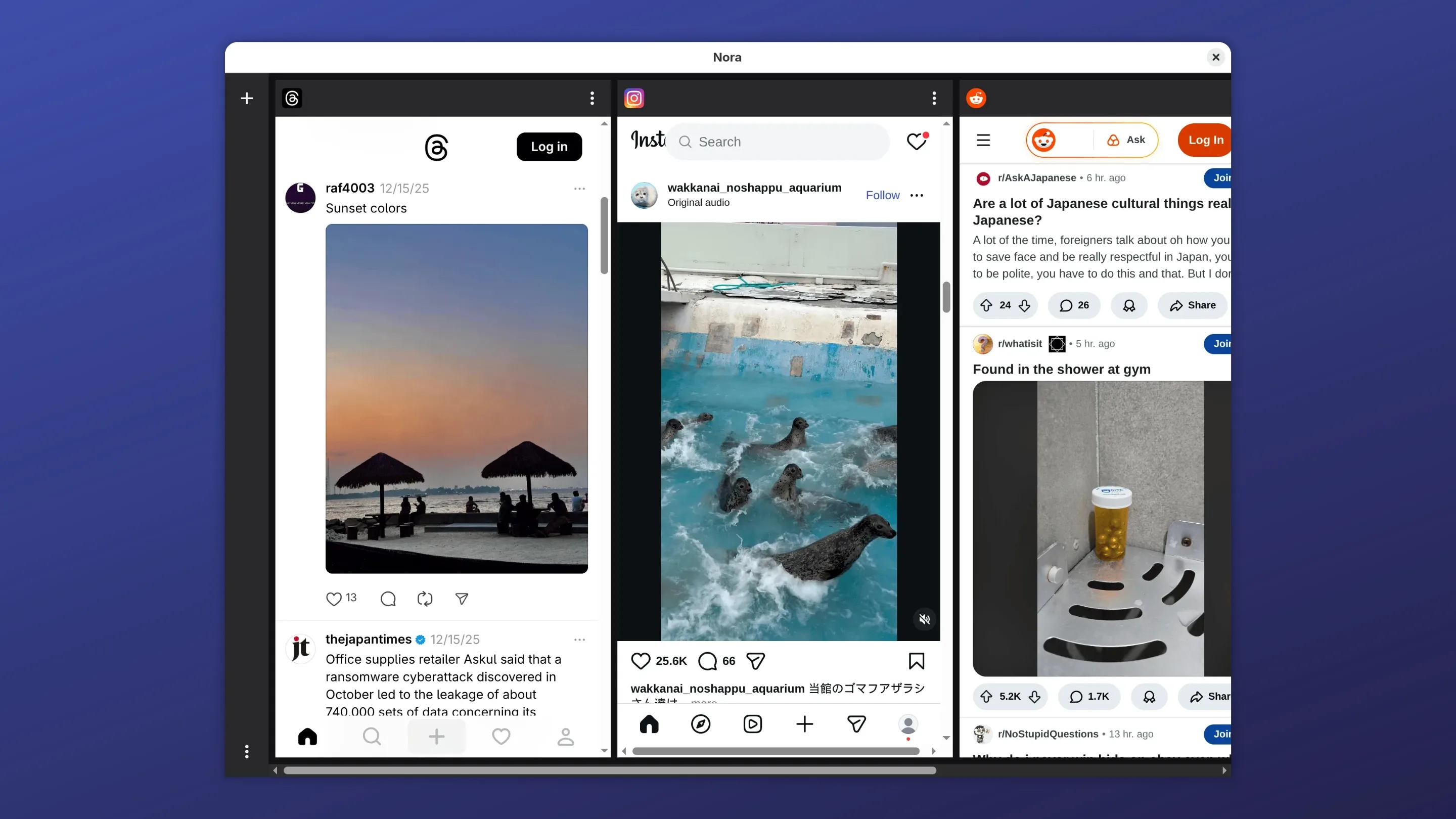Imagem com a interface do Nora
