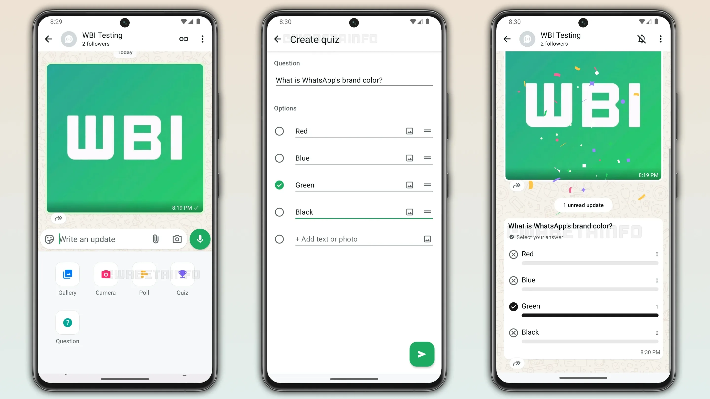 Novo recurso de quiz do WhatsApp