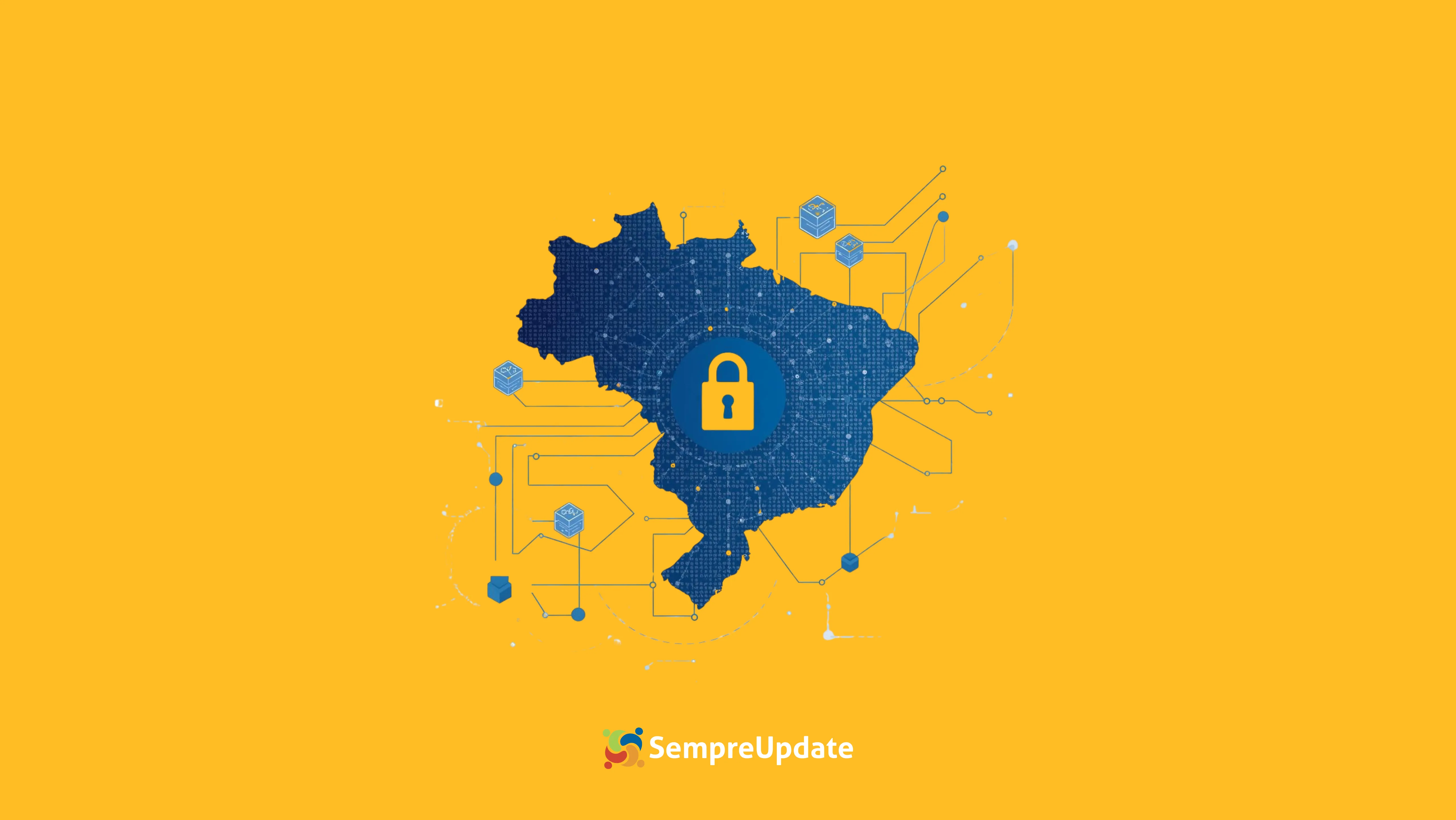 Seu CPF já usa blockchain: a segurança digital que roda nos bastidores do Brasil 2 Ilustração de blockchain protegendo dados do CPF e serviços públicos no Brasil.