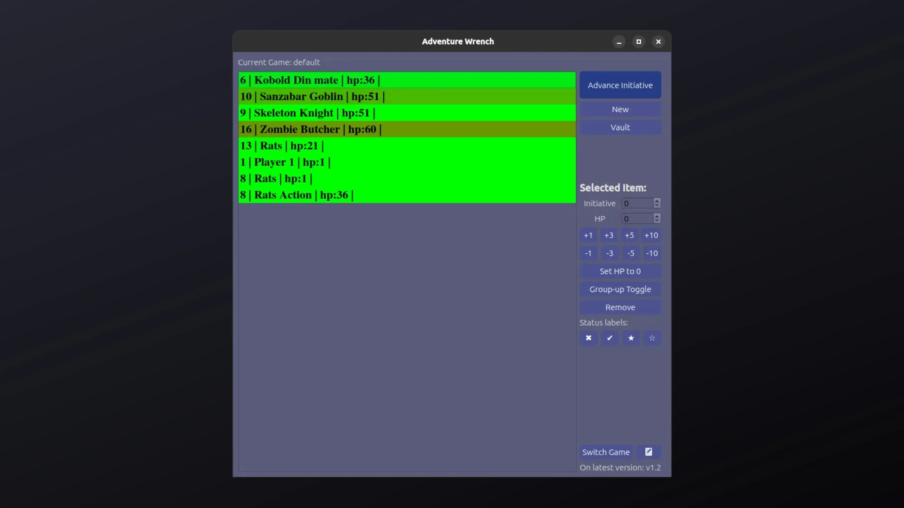 Imagem com a interface do Adventure Wrench