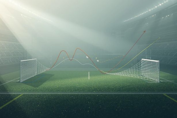 Capa com visualização de dados e gráficos probabilísticos aplicados à análise de partidas de futebol.