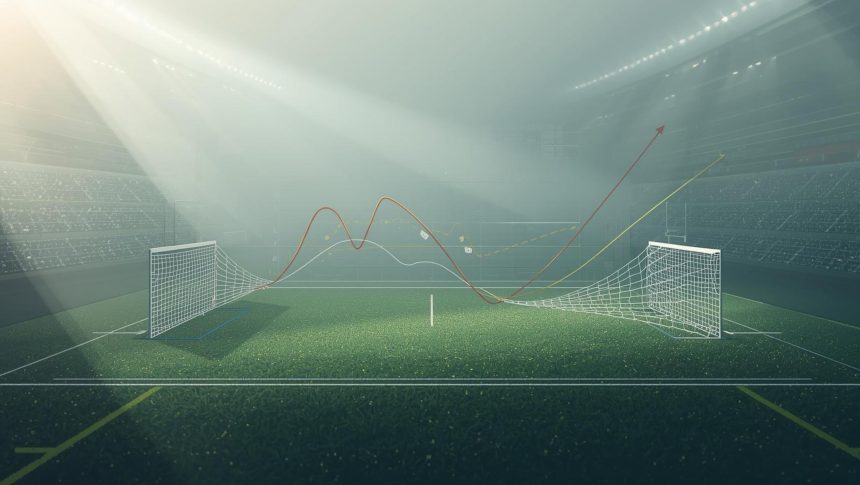 Capa com visualização de dados e gráficos probabilísticos aplicados à análise de partidas de futebol.