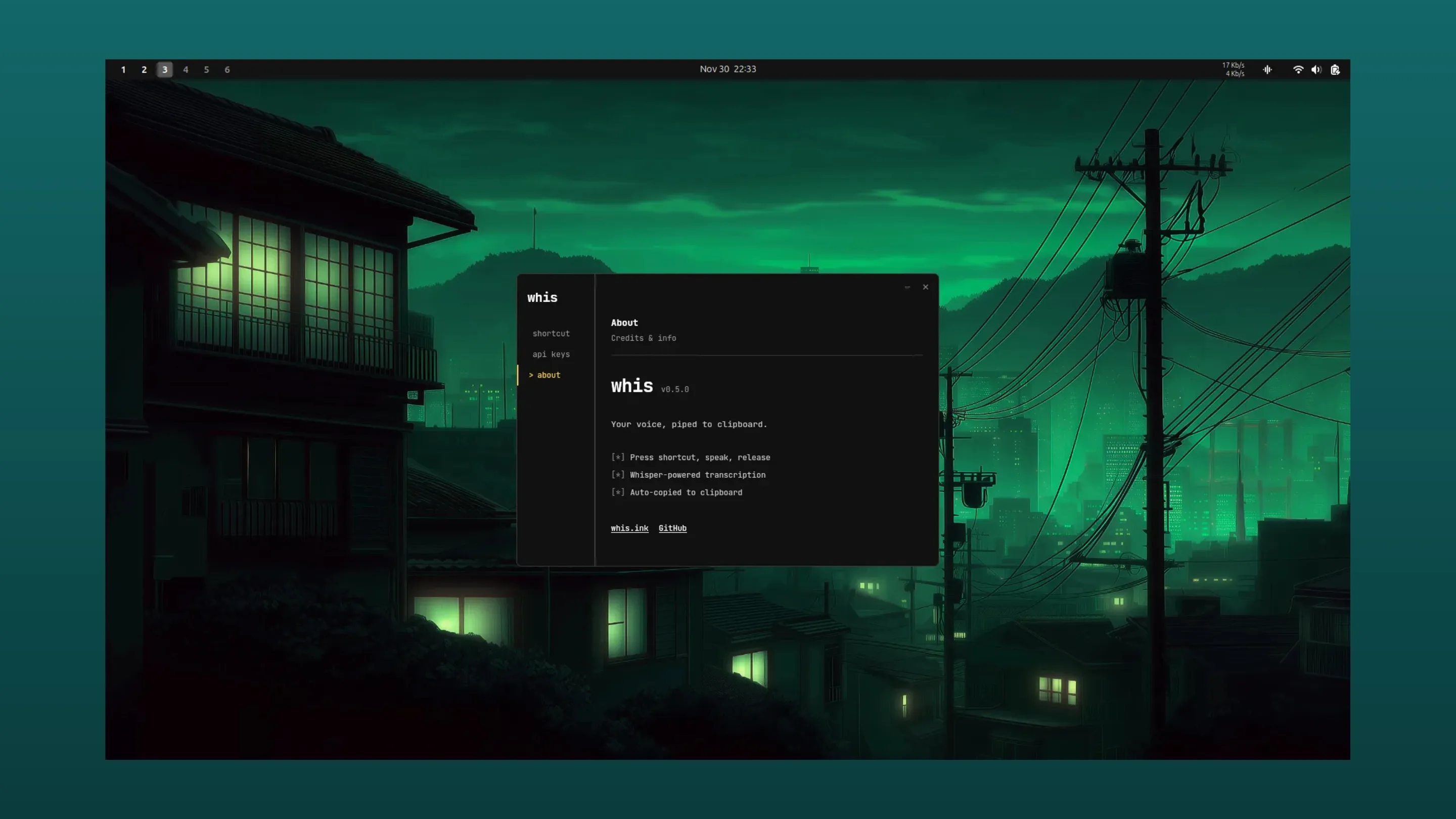 Imagem com a interface do Whis