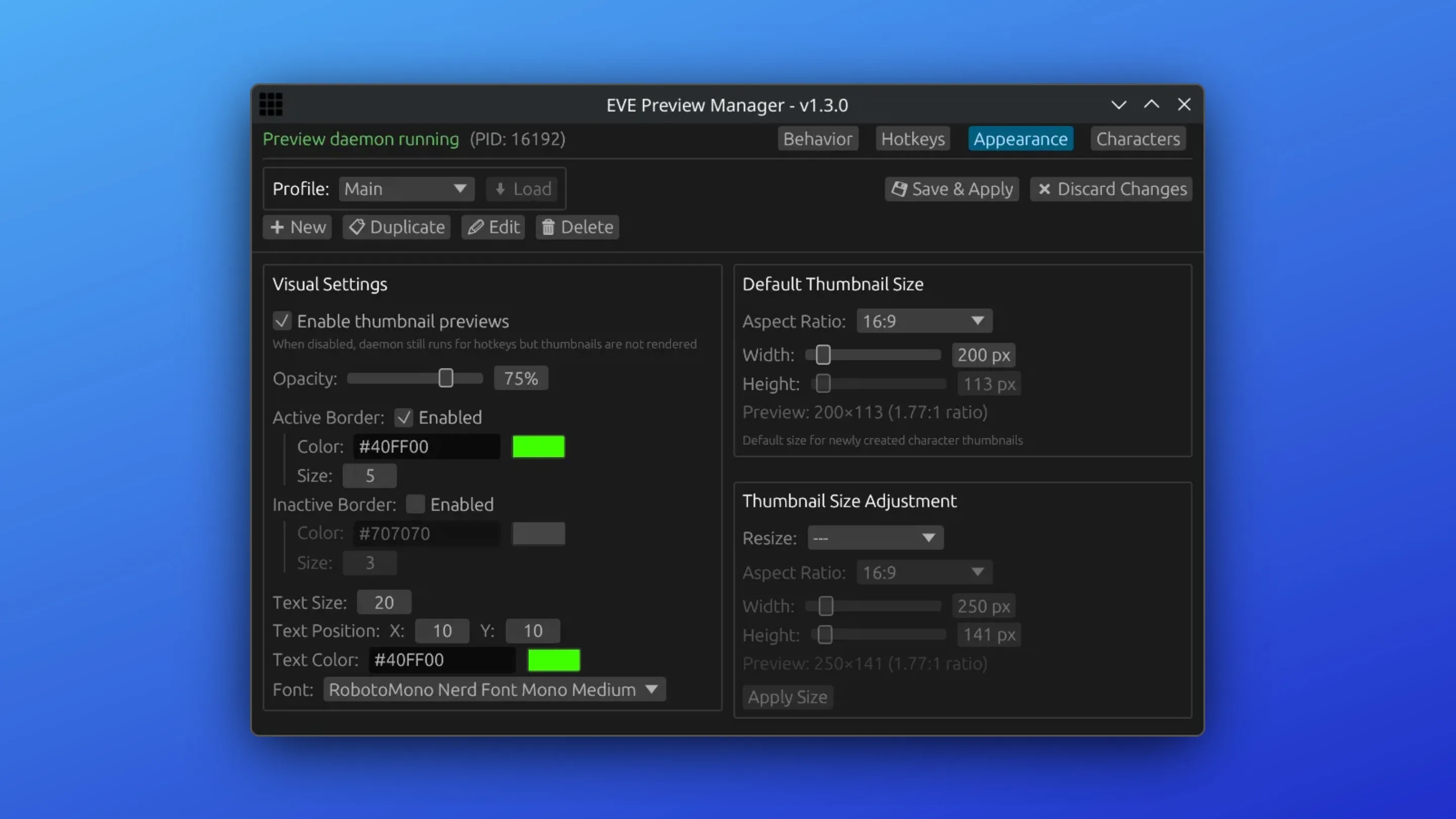 Instale o EVE Preview Manager, um clone EVE-O Preview, no Ubuntu, Fedora, Debian e outras distribuições Linux com Flatpak 2 Imagem com a interface do EVE Preview Manager