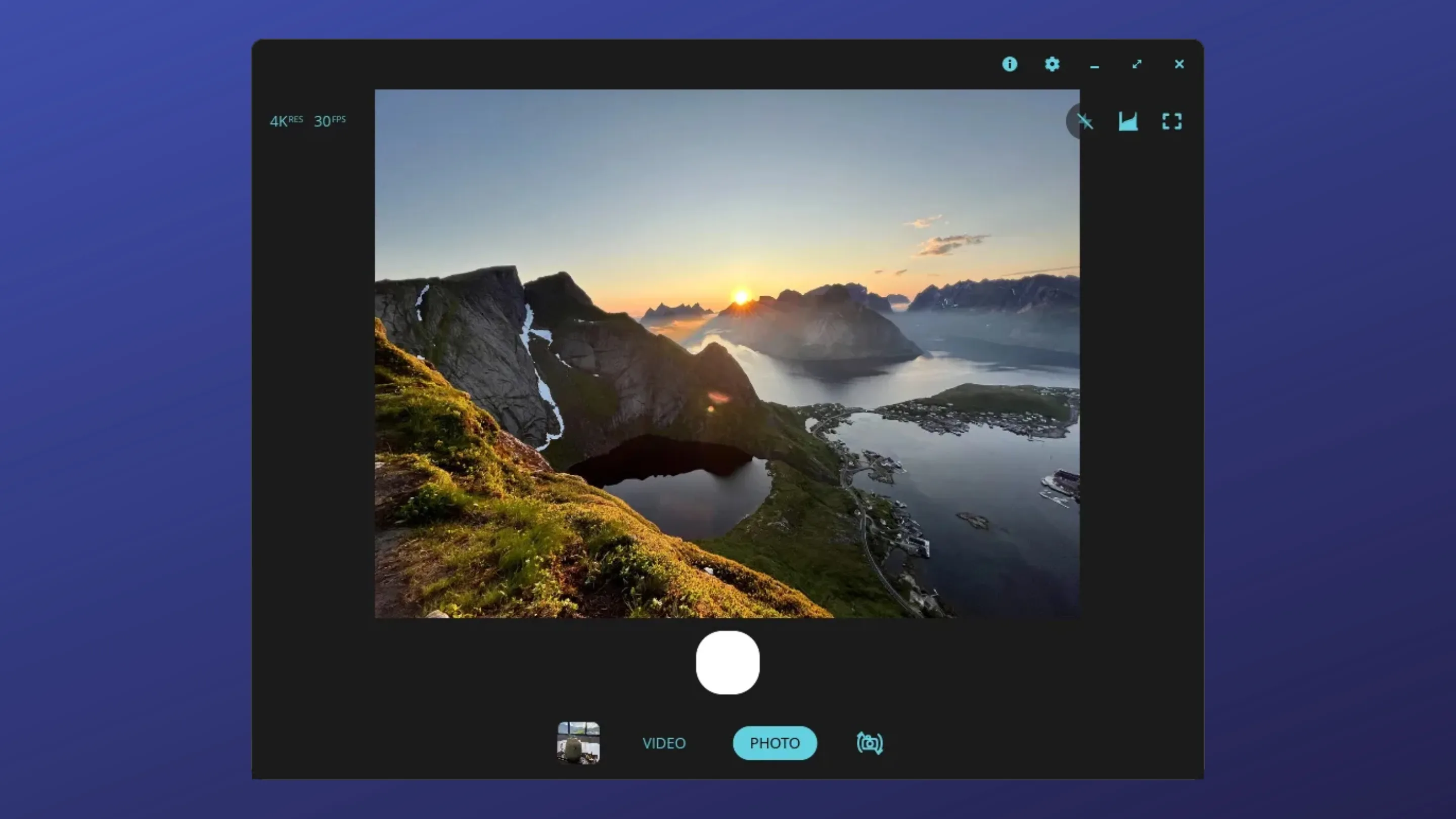Imagem com a interface do Camera