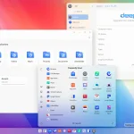 Captura de tela do Deepin 25.0.10 com o File Manager aberto, menu de aplicativos e janela “Sobre este PC” exibindo a versão do sistema.