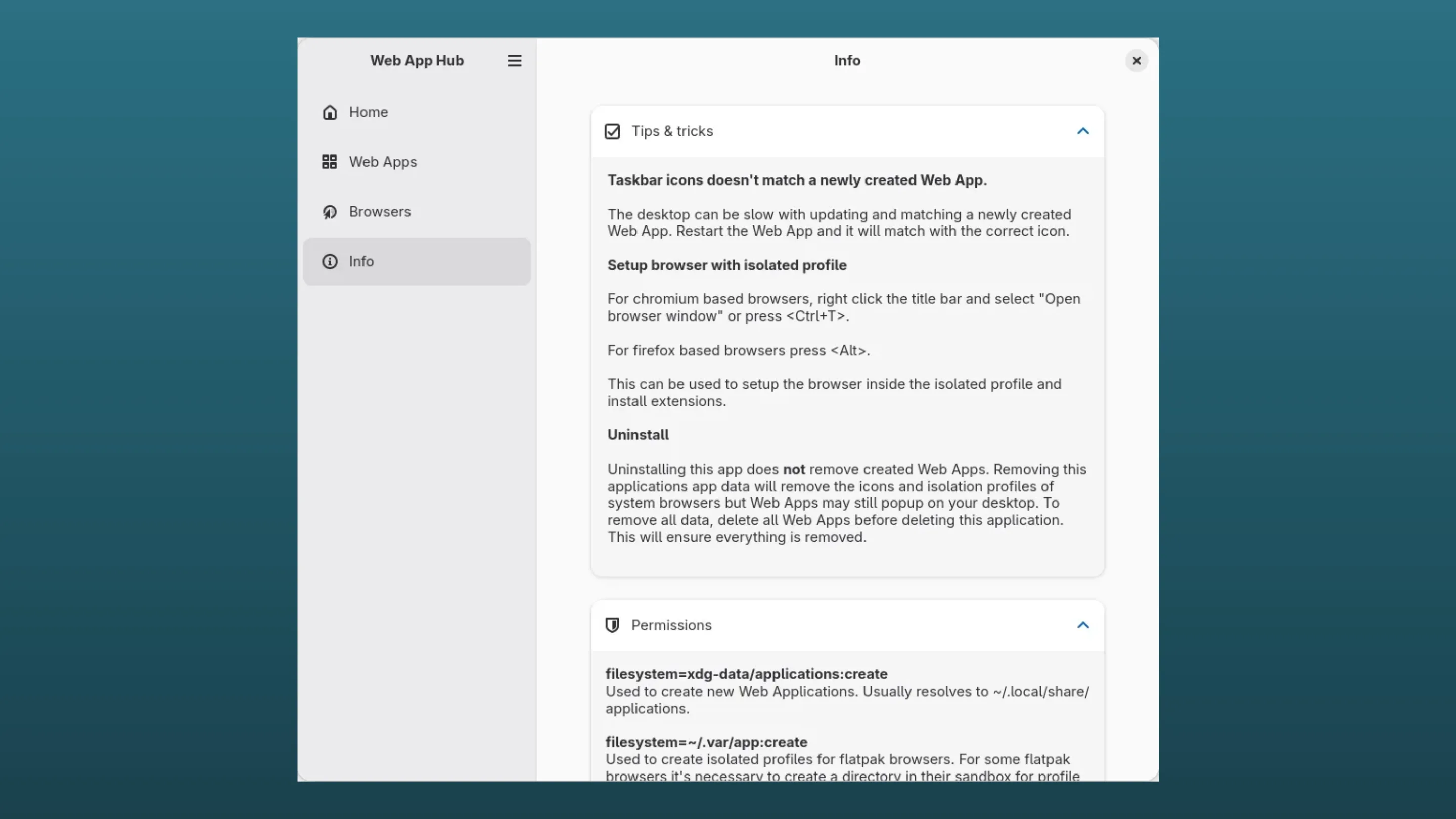 Imagem com a interface do Web App Hub
