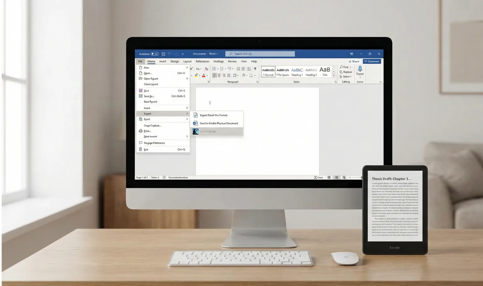 Microsoft Word removendo opção Enviar para Kindle após fevereiro de 2026