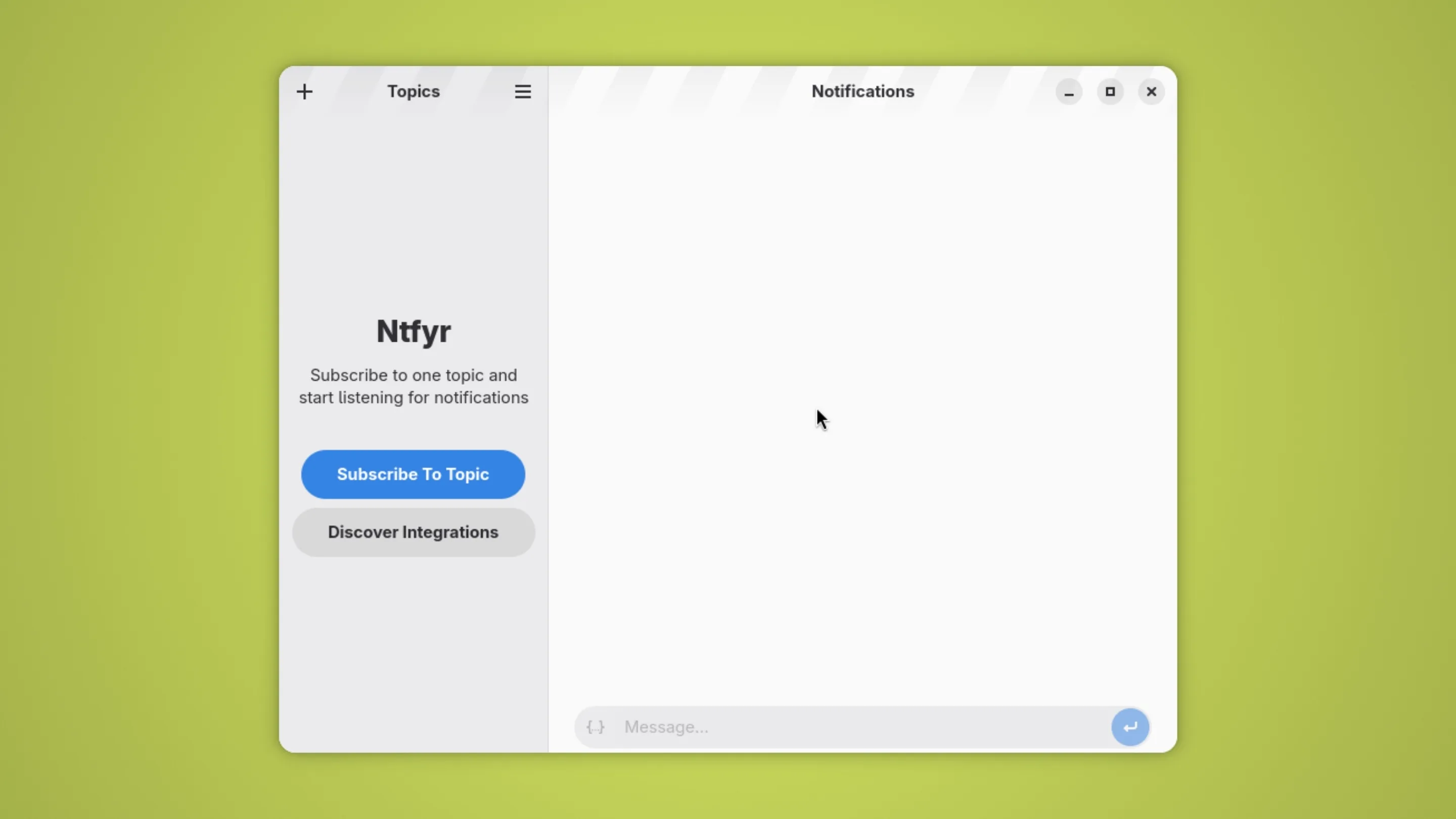 Imagem com a interface do Ntfyr
