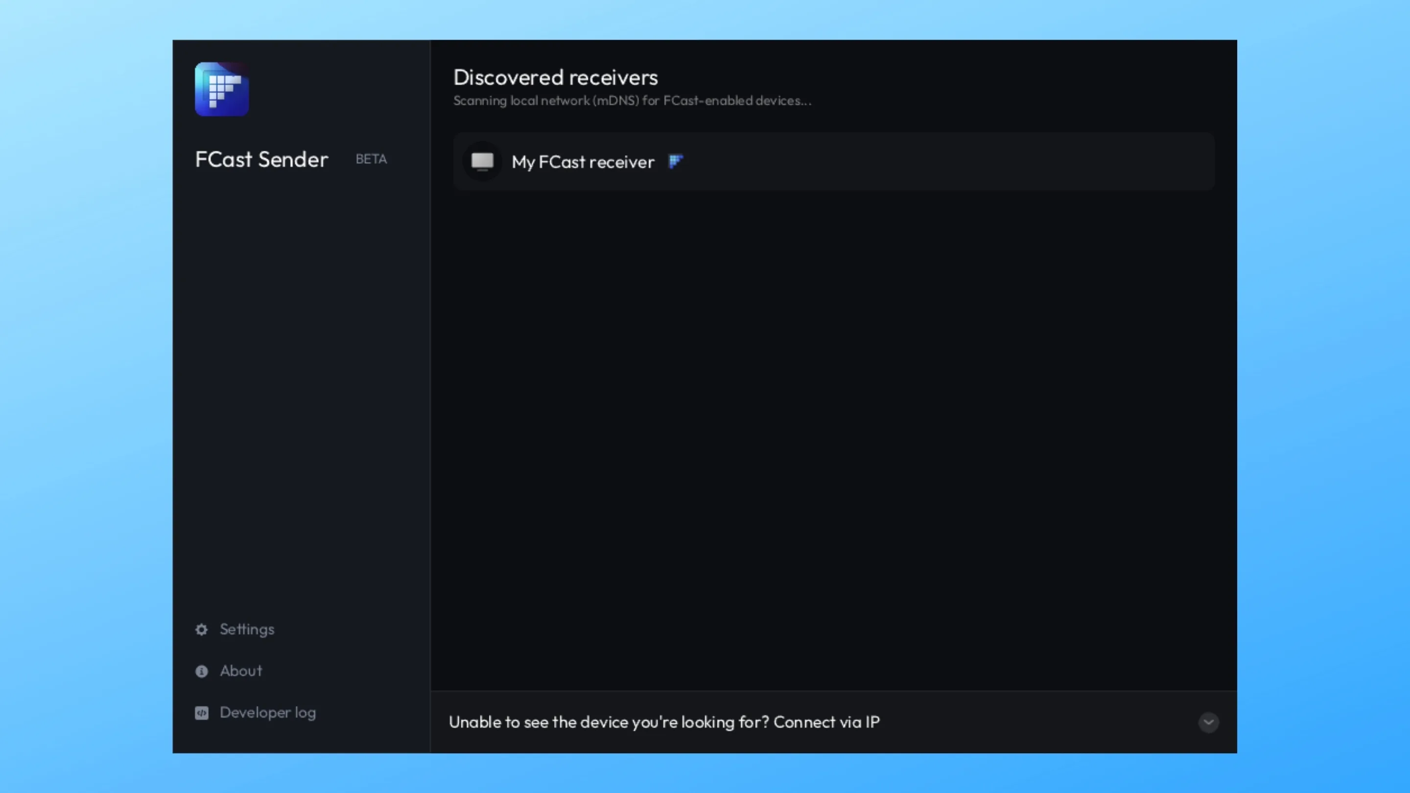 Imagem com a interface do FCast