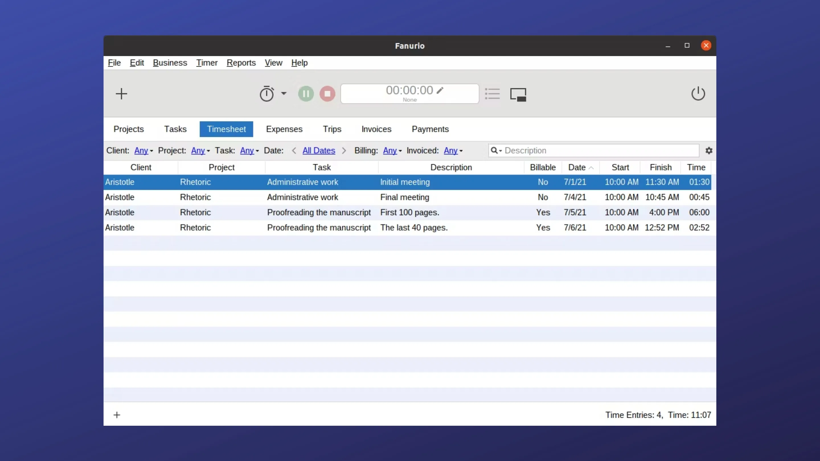 Imagem com a interface do Fanurio
