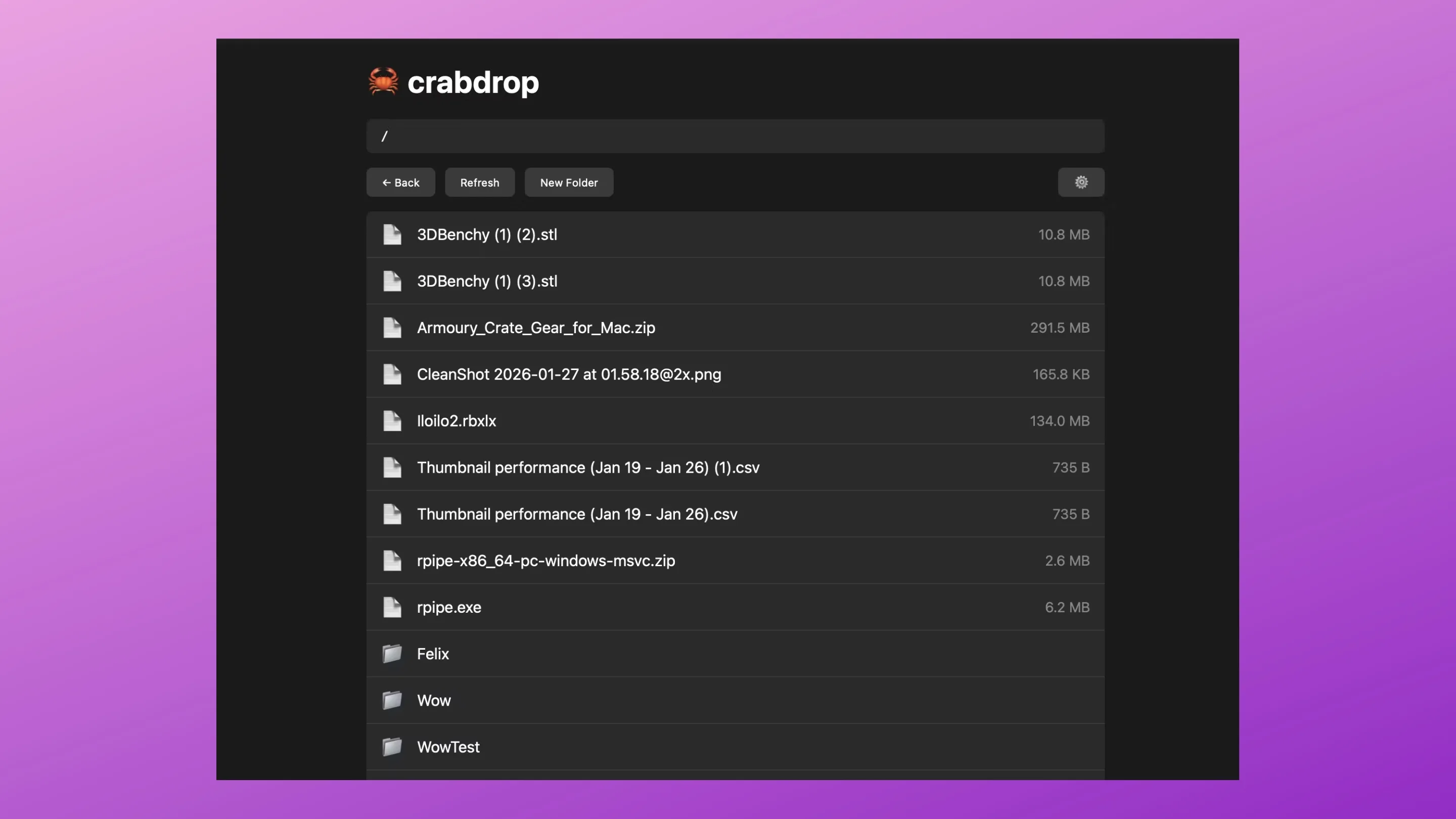 Imagem com a interface do Crabdrop