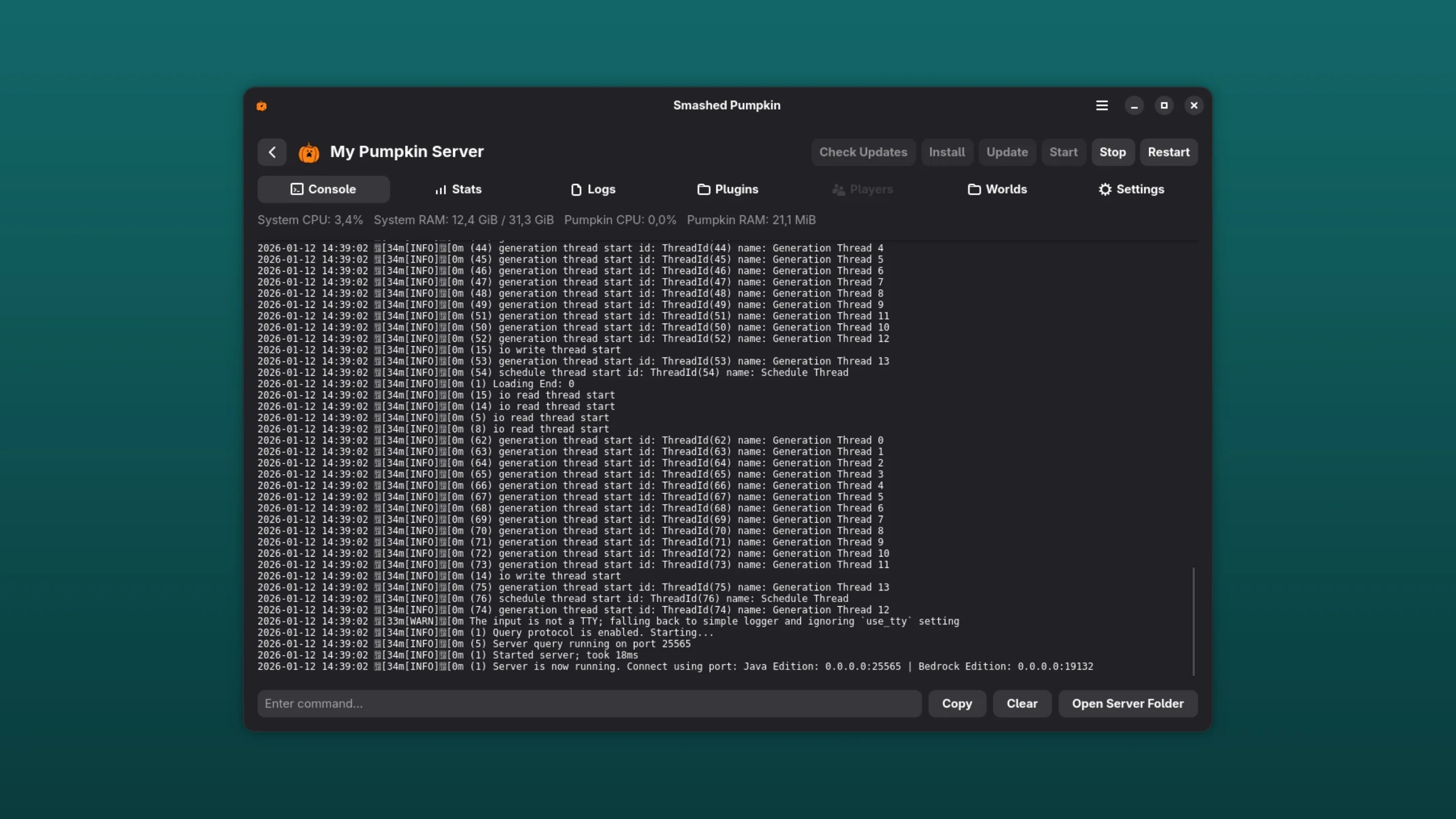 Imagem com a interface do Smashed Pumpkin