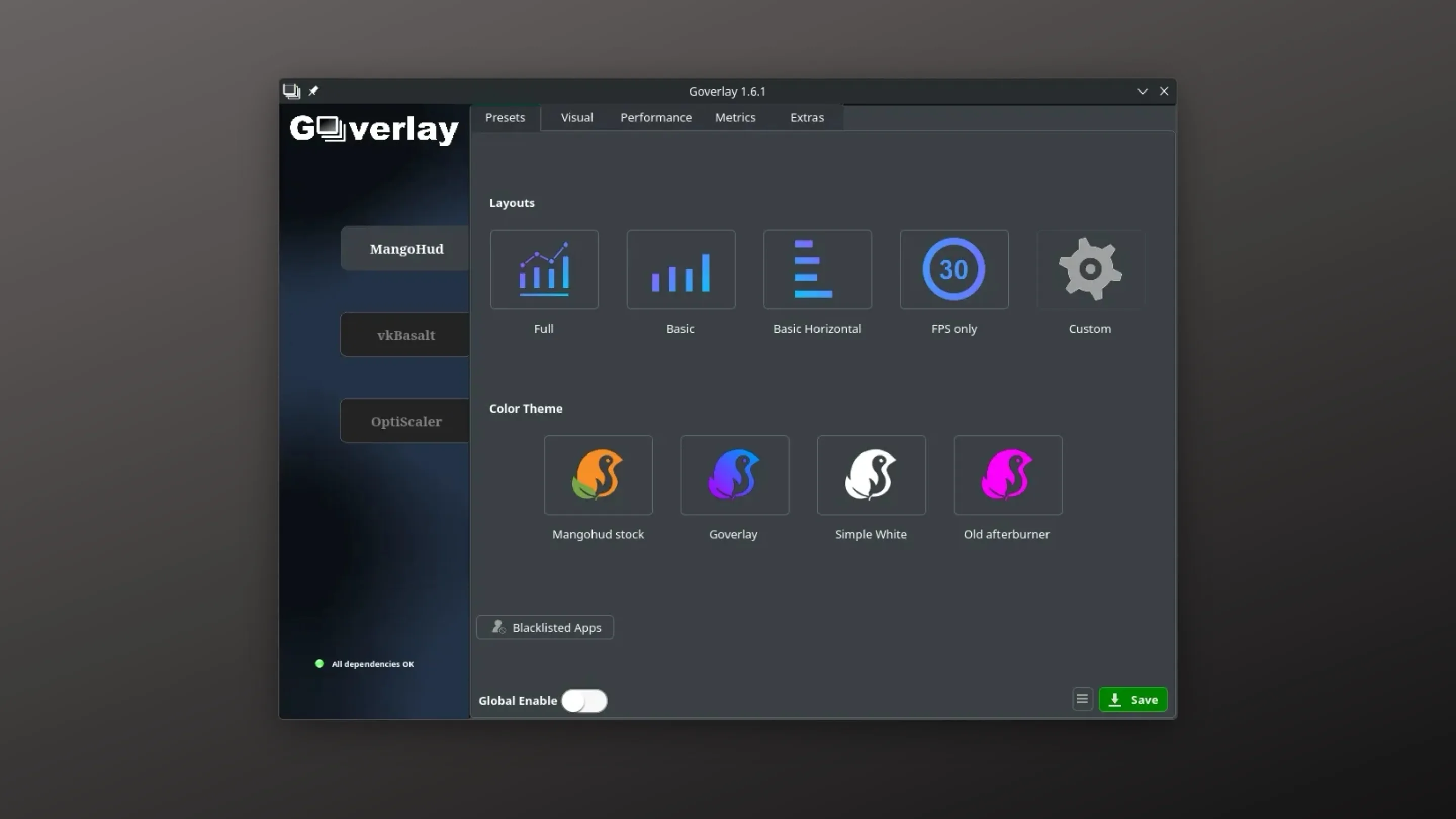 Imagem com a interface do Goverlay