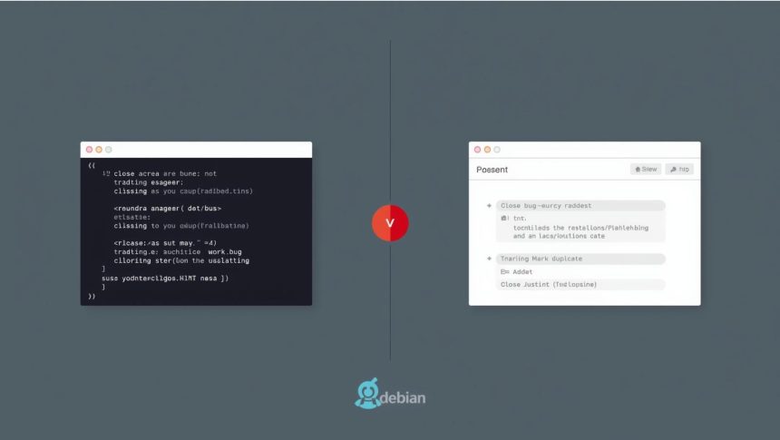 Comparação entre o Debian bug tracker operado por comandos via e-mail e uma proposta de interface web moderna para gerenciar bugs.