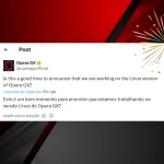 opera gx linux lancamento oficial