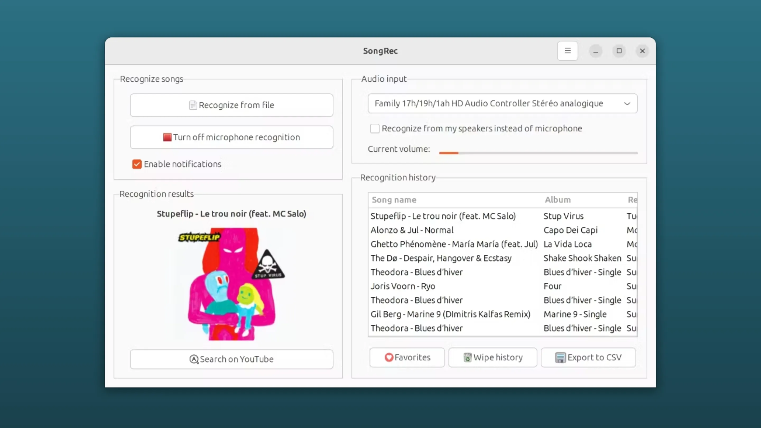 Instale o SongRec, um cliente não oficial do Shazam, no Ubuntu, Fedora, Debian e outras distribuições Linux com Flatpak 2 Imagem com a interface do SongRec