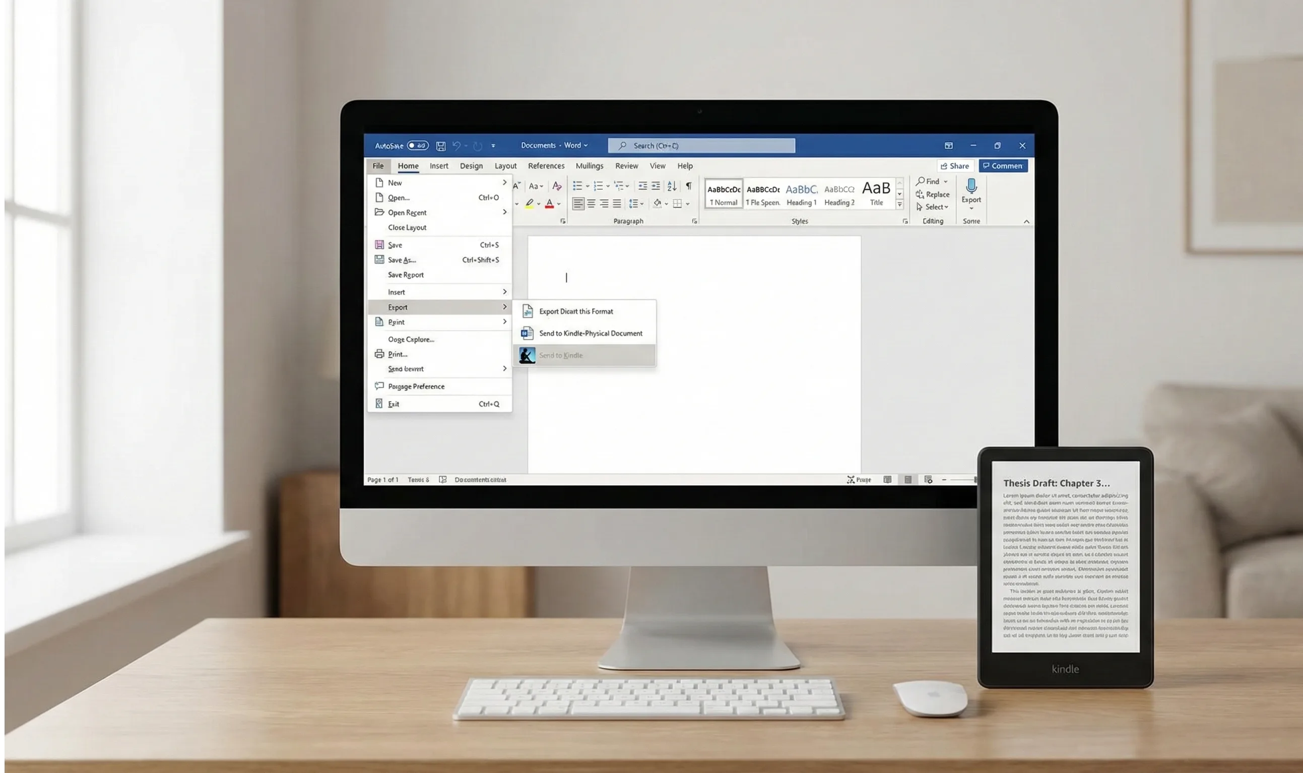 Microsoft Word removendo opção Enviar para Kindle após fevereiro de 2026