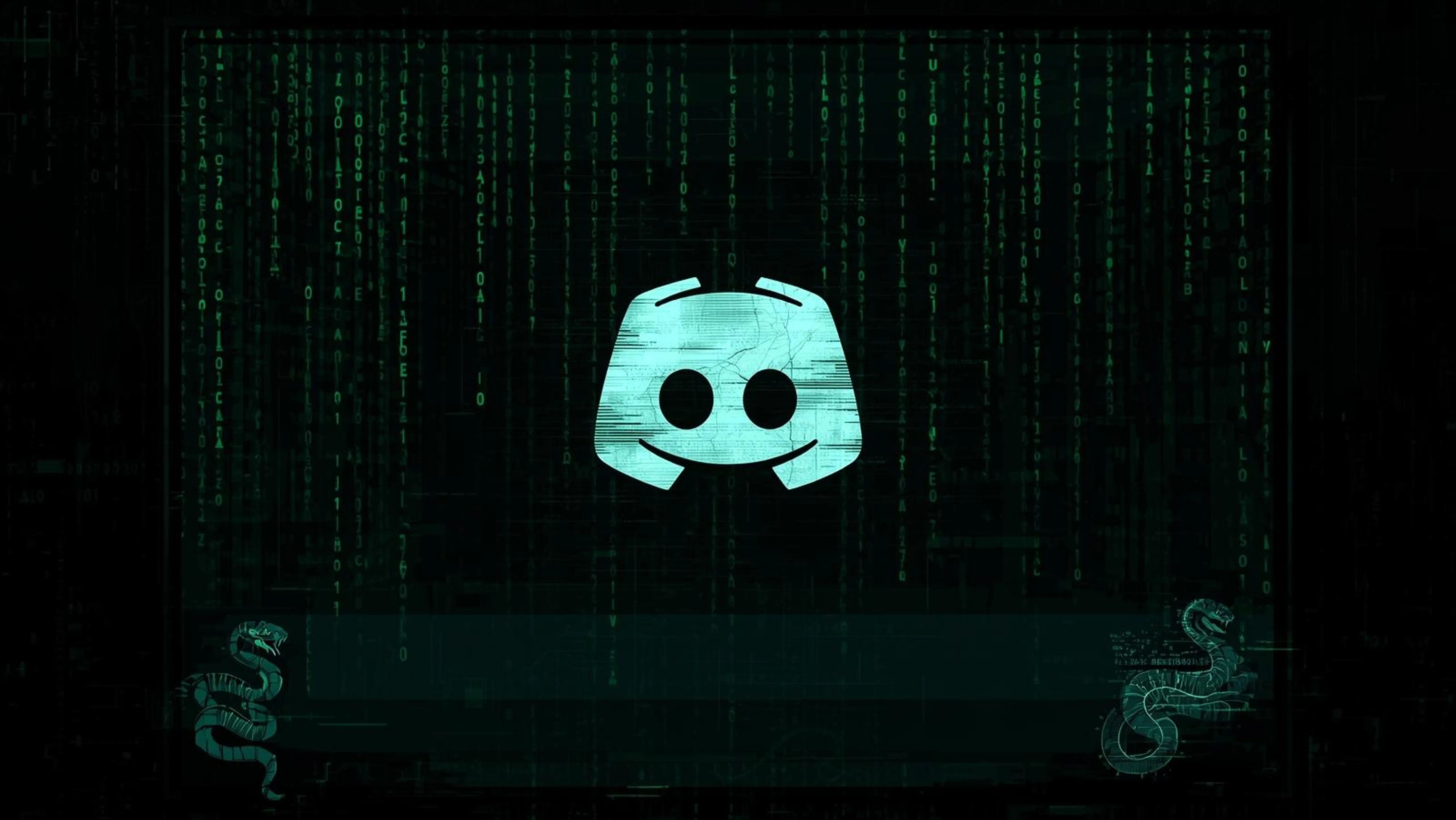 Ilustração com o logotipo do Discord “glitched” sobre fundo de código Python verde, representando o VVS Stealer.